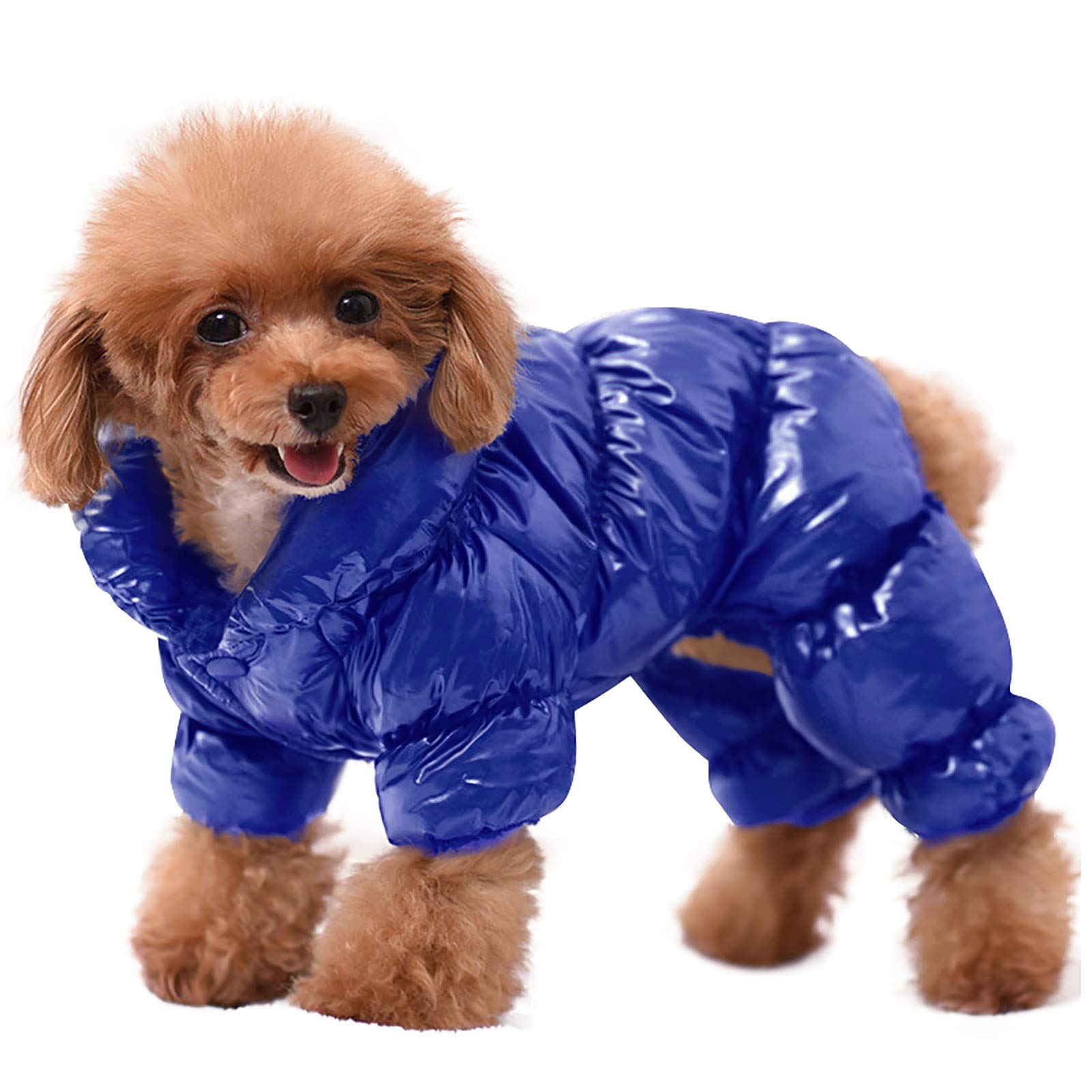 AOFITEE Dog Coat - Waterproof & Windproof Puppy Jacket for Winter, Fullbody Snowsuit, Fleece Vest, Blue, Small