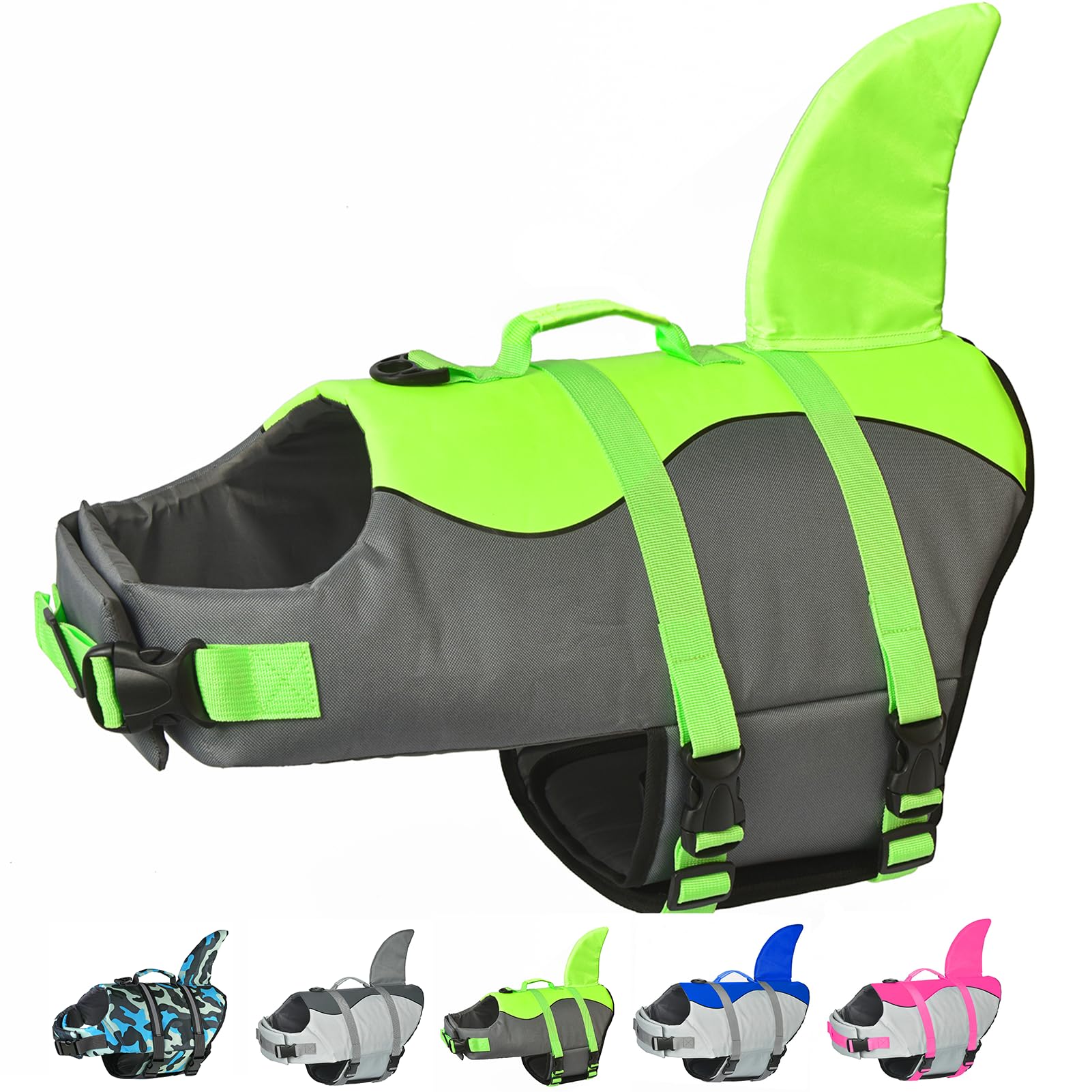 Doglay Dog Life Vest, Ripstop Cute Shark Dog Life Jacket With Superior Buoyancy And Rescue Handle, Adjustable Dog Life Vests For Boating Swimming, Pet Flotation Vest For Small Medium Large Dogs