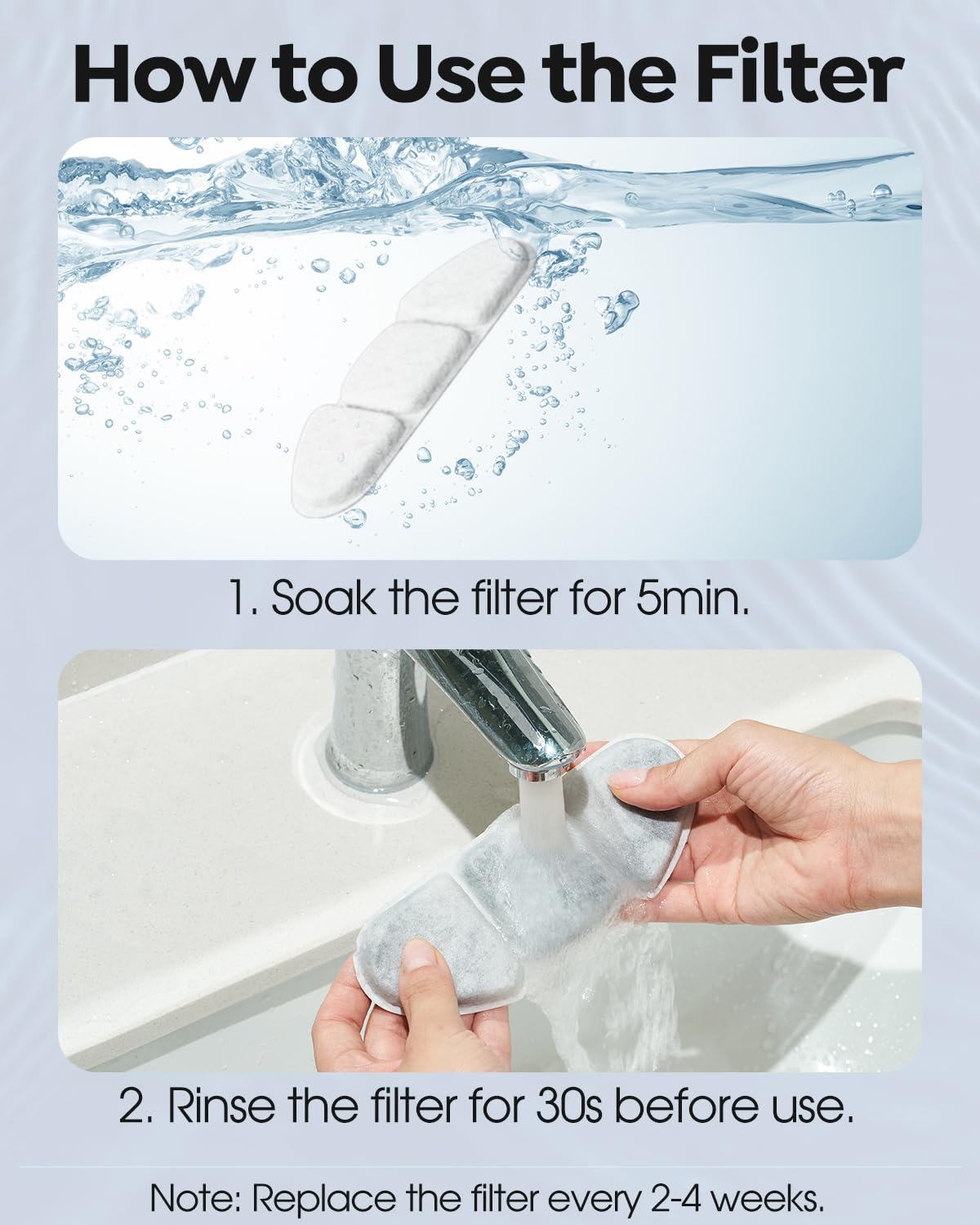 Veehoo 12 Pack Replacement Filters & 12 Pack Pre-Filter Sponges Set For 135Oz 304 Stainless Steel Cat Water Fountain, 6 Months S