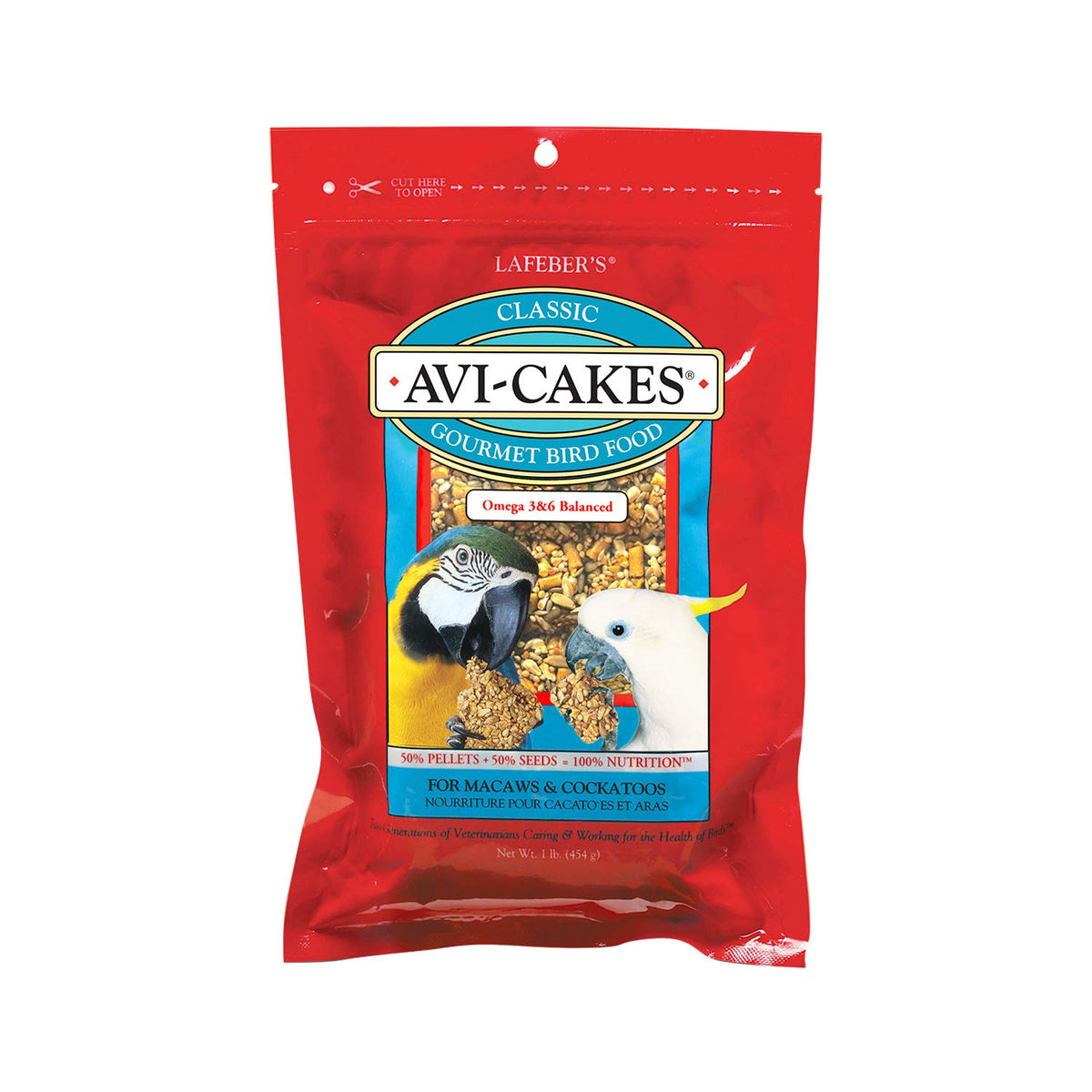 Lafeber'S Classic Avi-Cakes Pet Bird Food, Made With Non-Gmo And Human-Grade Ingredients, For Macaws & Cockatoos, 1 Lb