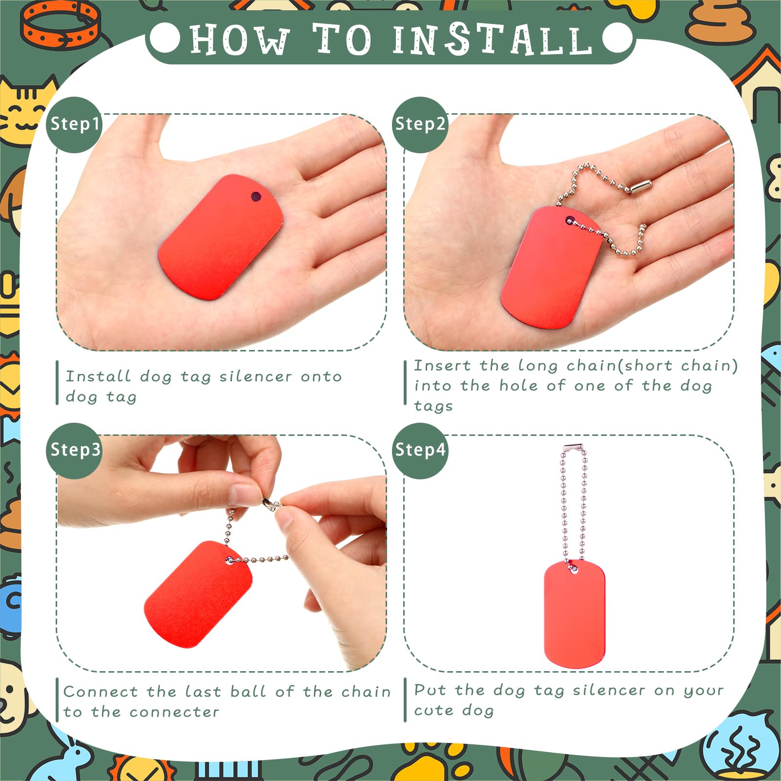 Yinkin 200 Pcs Military Dog Tags Set Including 100 Pcs Aluminum Blank Dog Tags 100 Pcs Ball Steel Chain Rectangle Blank Labels M