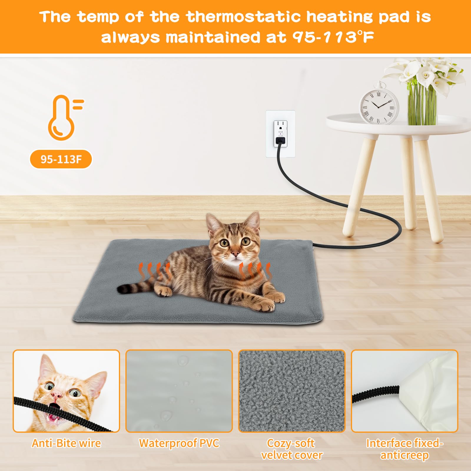Weatherproof Heated Cat Houses, Insulated and Waterproof Feral Cat Shelter, Extra-Wide Kitty House with Heating Pad for Winter,