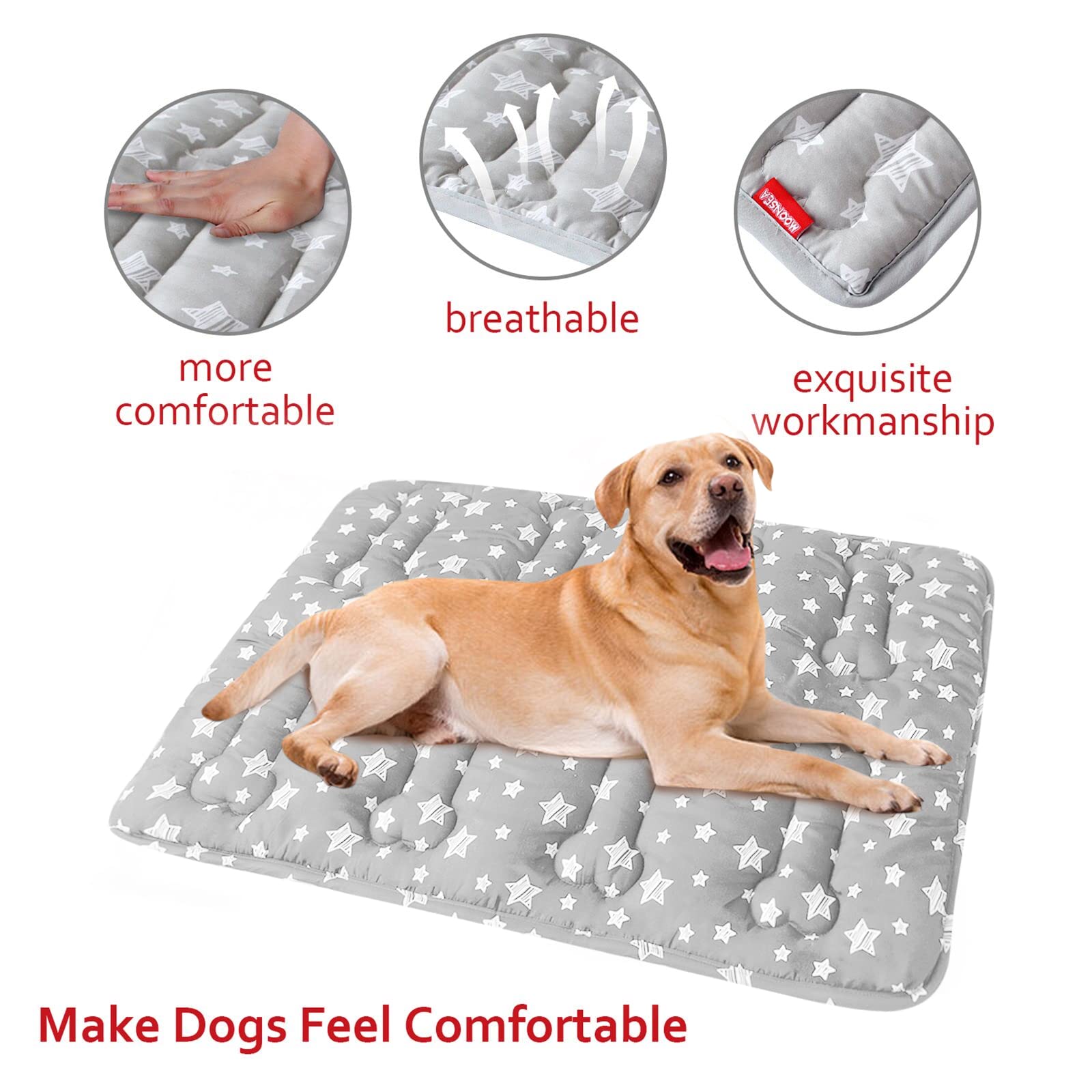 Dog Crate Mat (30'' X 19'') 2 Pack, Soft Dog Bed Mat with Cute Prints, Personalized Dog Crate Pad, Anti-Slip Bottom, Machine Was