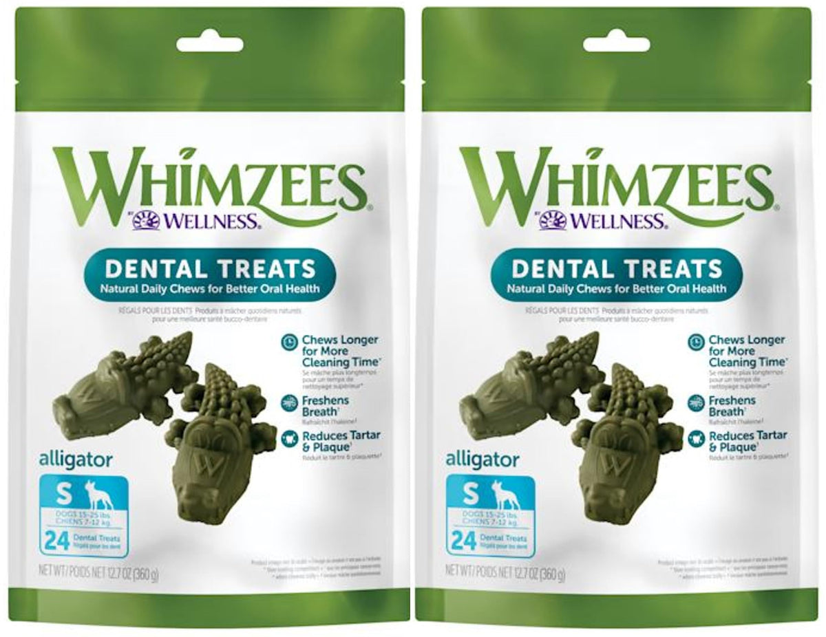 Whimzees (2 Pack) Natural Grain Free Dental Dog Treats, Alligator