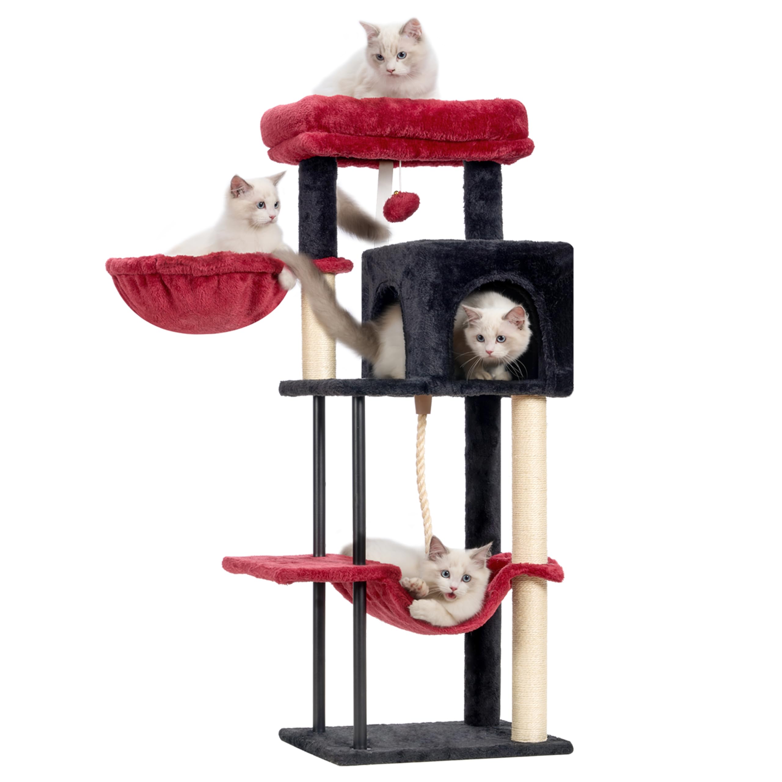 Gitelsnour Cat Tree, Cat Tower For Indoor Cats, 43.3 Inch Gothic Cat Tree Tower With Sturdy Steel Tube, Hammock, Cat Condo For S