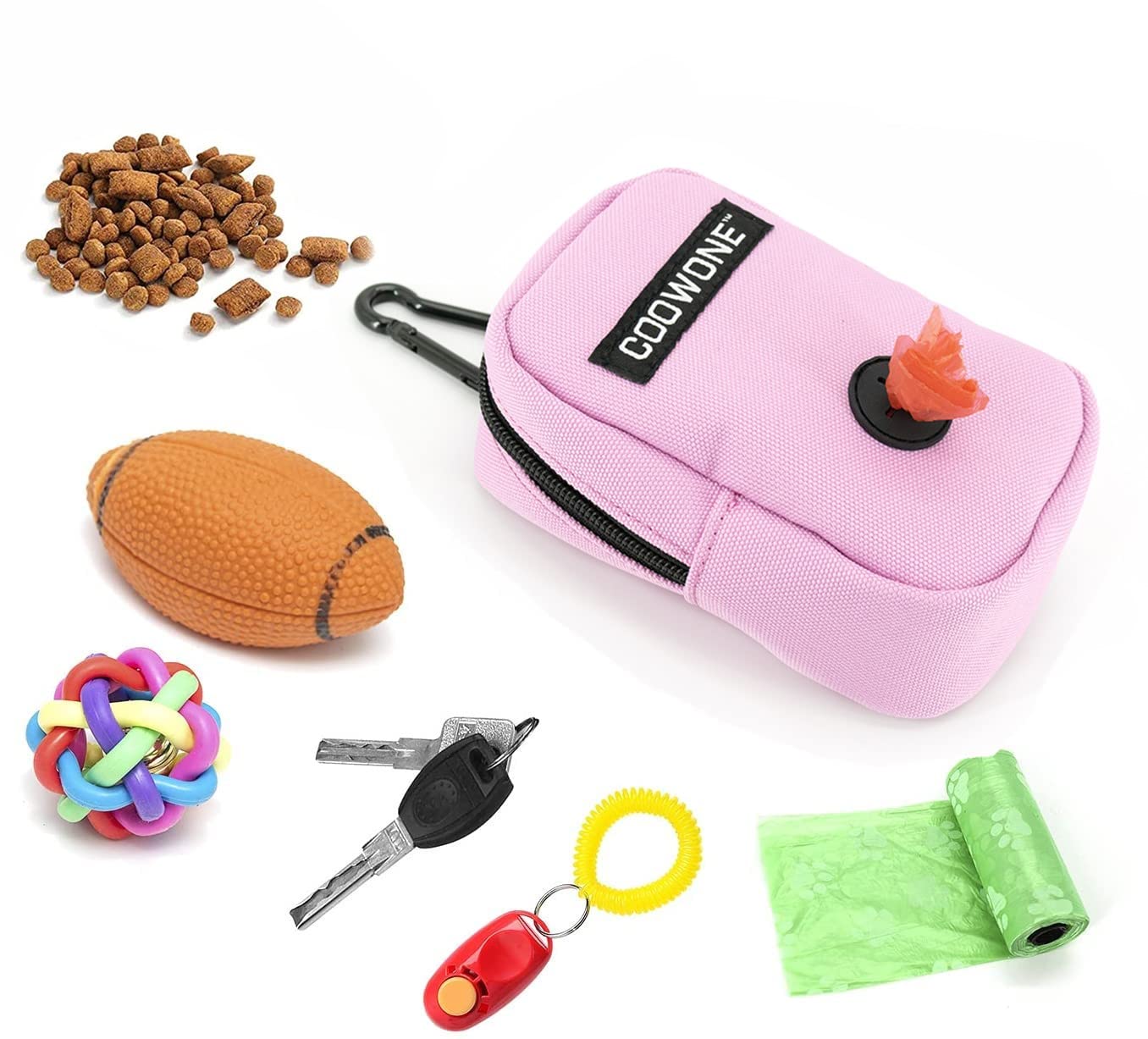 COOWONE Dog Treat Pouch with Clip, Treat Pouches for Pet Training, Small Dog Treat Container Treat Bag for Leash, Waterproof Dog