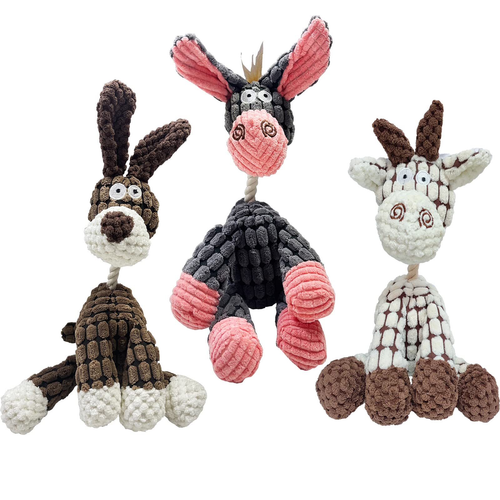 Lwbmg Squeaky Dog Toys For Puppy, 3 Pack Stuffed Animal Plush Dog Toys With Squeakers, Cute Dog Toys For Teething, Dog Chew Toys