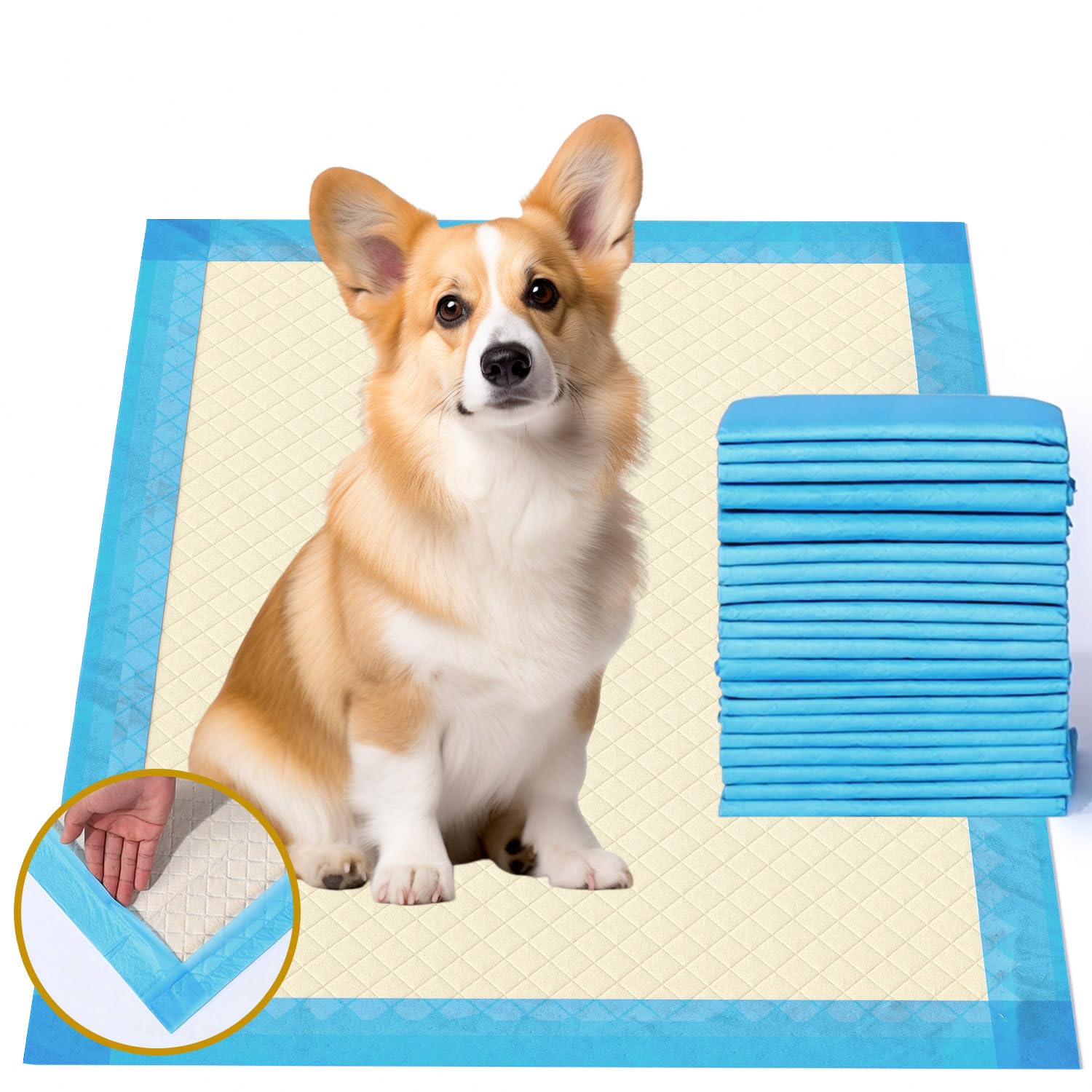 Gardner Pet Ultra Absorbent Thicker Dog Pee Pads Rugular 22 x22  Leak-Proof Odor-Control Small Blue Puppy Training Pads Full Edg
