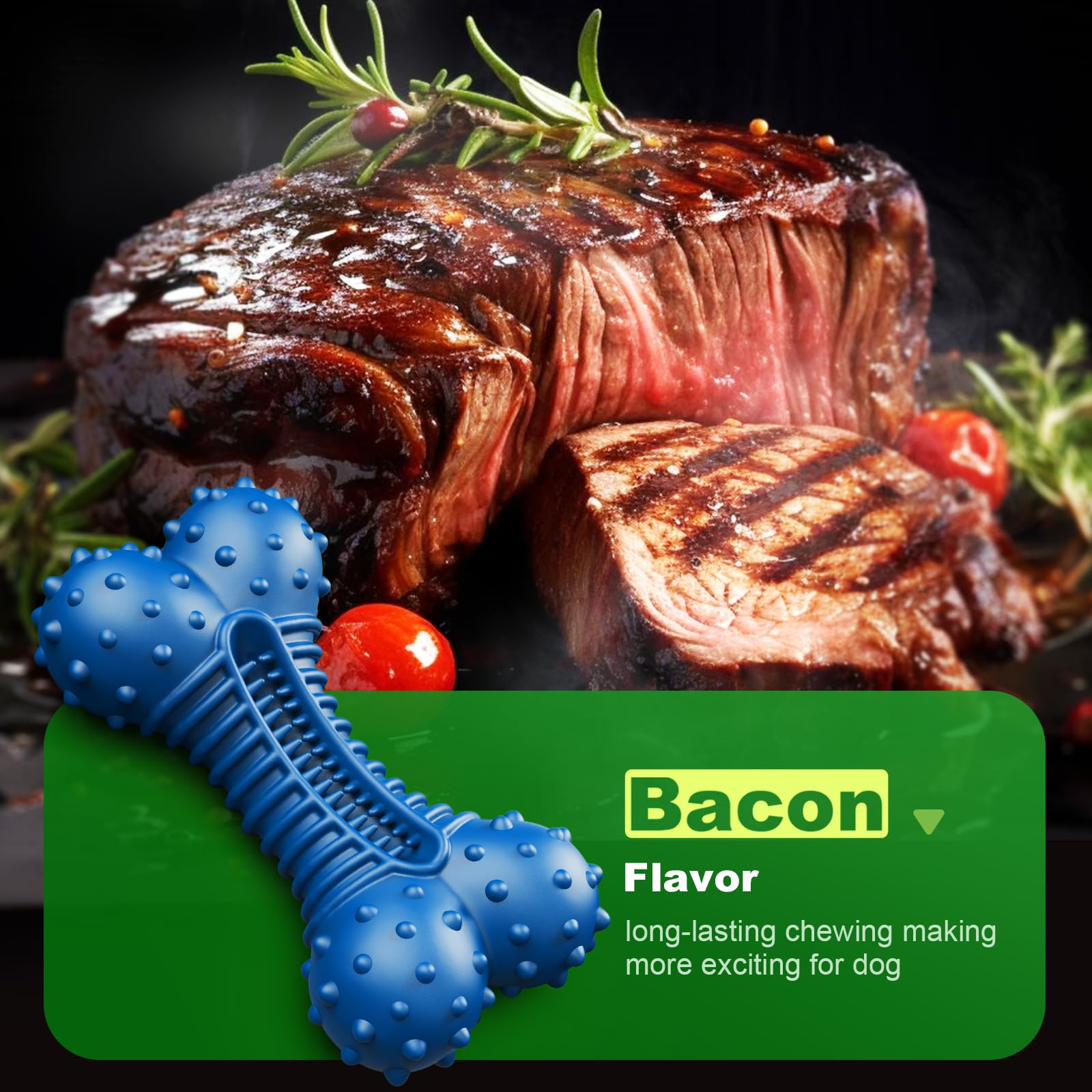 Doudele Dog Toys For Aggressive Chewers, Dog Toys For Medium Large Dogs, Natural Rubber Bone Dog Chew Toys With Beef Flavor, Ind