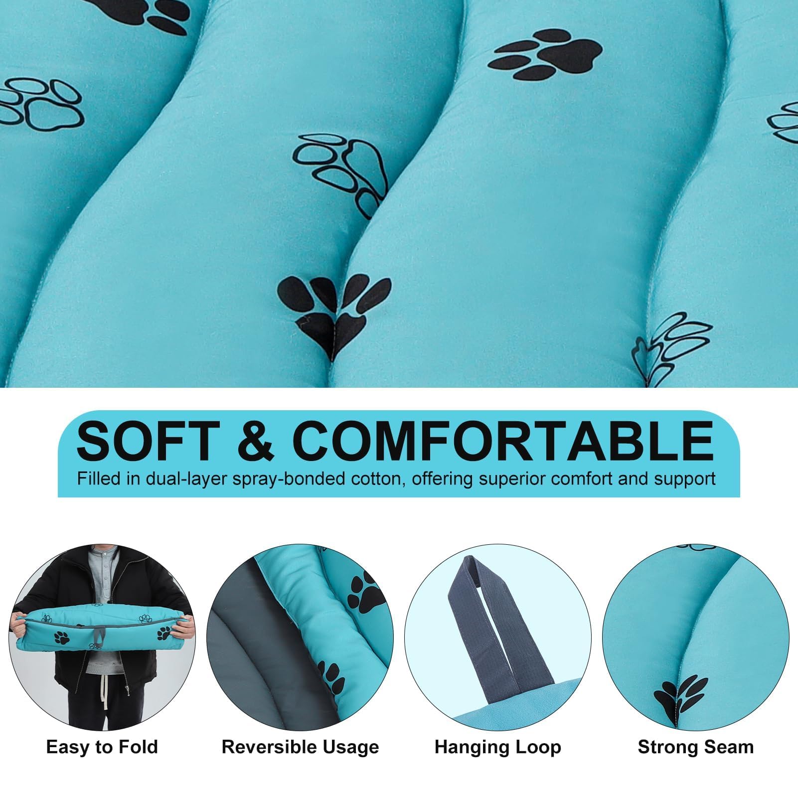Bingpet Outdoor Travel Dog Bed,Large Outdoor Dog Bed Mat,Portable Travel Pads With Carry Bag,Foldable Outside Pee Pads,Indoor Pe