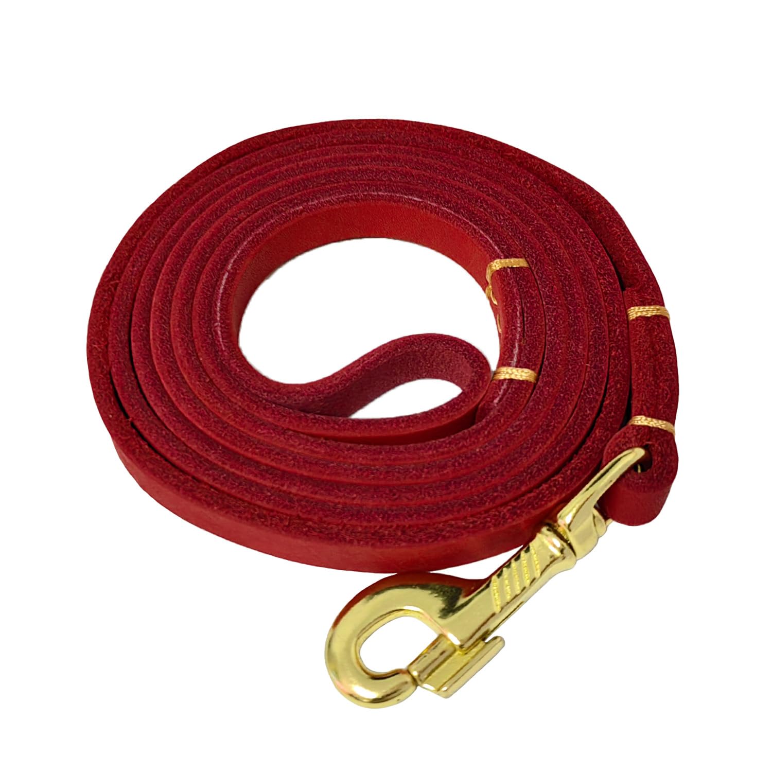 Lwbmg 4Ft Leather Dog Leash For Small Dogs, Genuine Leather Leash For Small & Medium Dogs, Red
