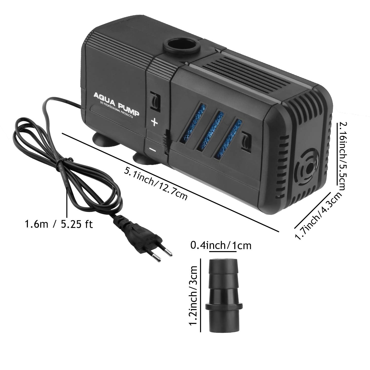 No.17 Submersible Aquarium Internal Filter 6W, Adjustable Fish Tank Filter With 132 Gph Water Pump For 1-10 Gallon Fish Tank