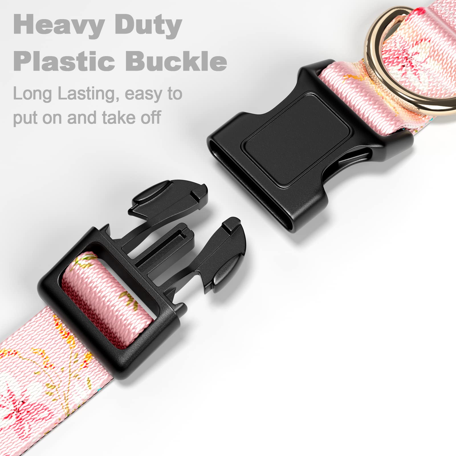 Rnivvi Dog Collar For Large Dogs, Cute Floral Heavy Duty Adjustable Puppy Collar With Quick Release Buckle For Boy Girl & Female