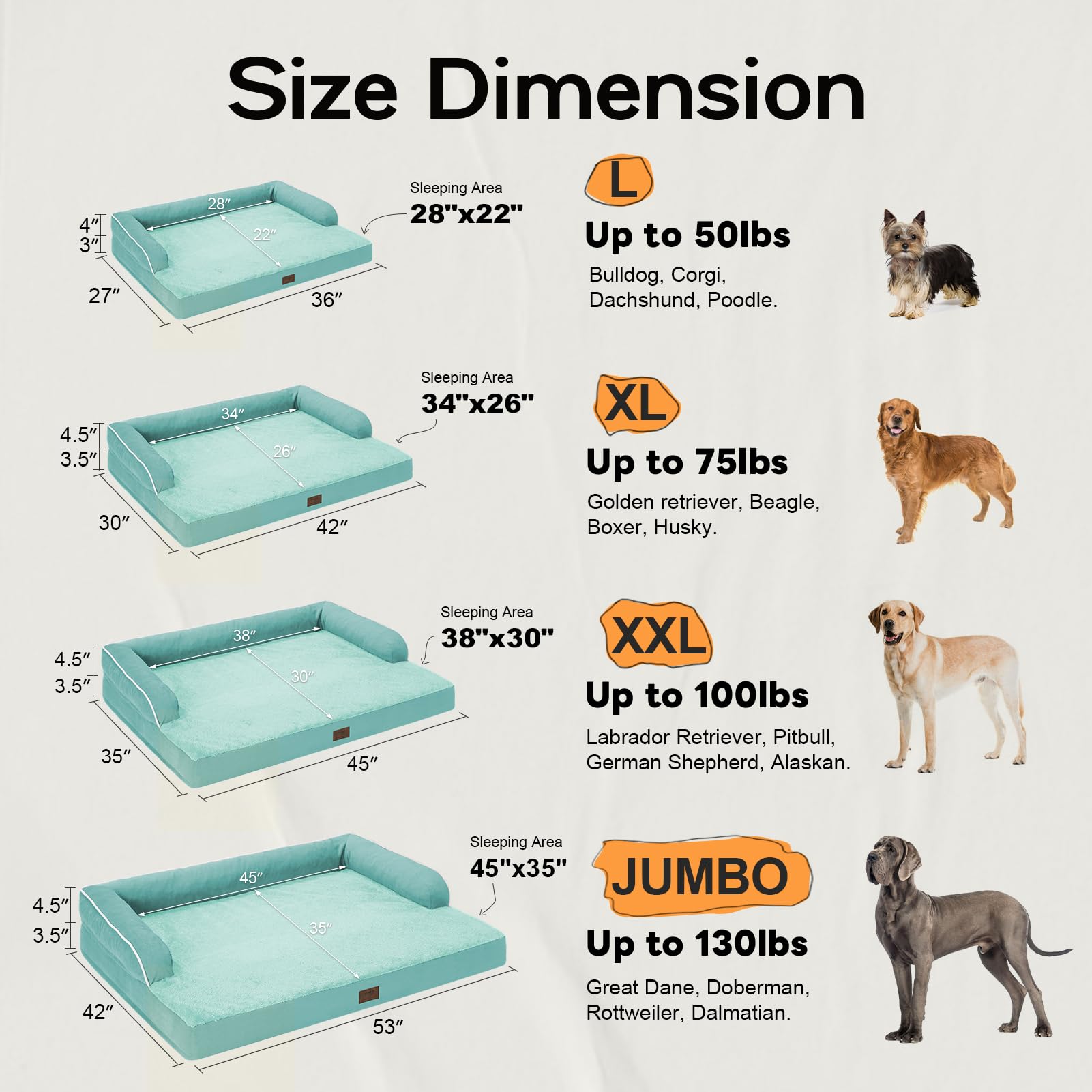 Large Dog Bed Orthopedic Washable - Extra Large Xxxlarge Dogs, Orthopedic Coffee Jumbo Dog Bed With Waterproof Cover And Removable Egg Foam, Couch Bed Bolster