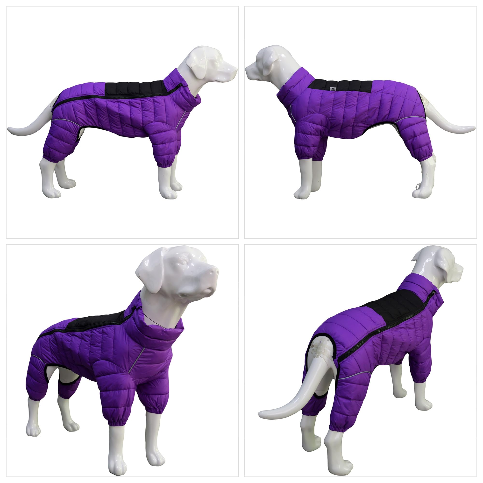 Dog Coat Dog Warm Jacket, 4 Legs Covered Waterproof Windproof Reflective Warm Dog Vest, Zippered Adjustable Outdoor Dog Snow Jac