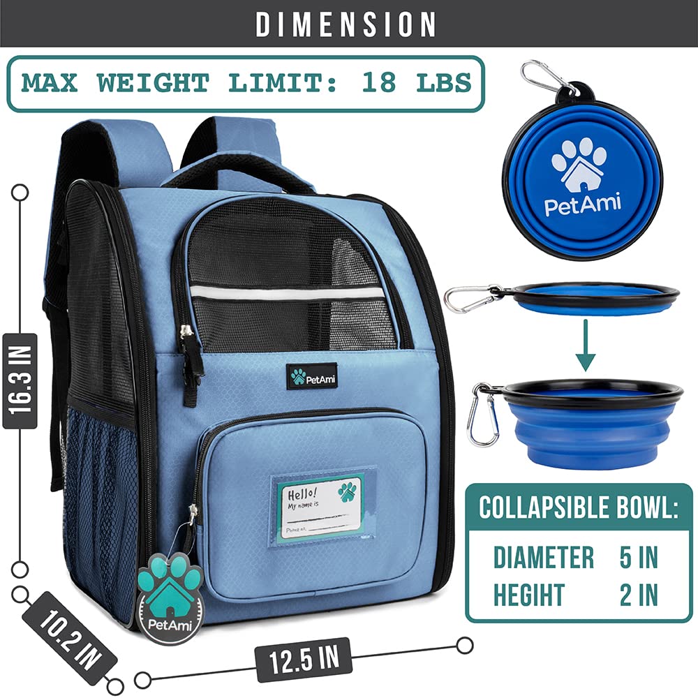 PetAmi Dog Backpack Carrier for Small Large Cat, Pet, Puppy, Ventilated Pet Hiking Backpack Travel Bag, Airline Approved Cat Bac