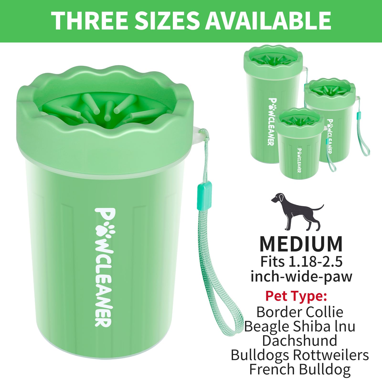 Dog Paw Cleaner For Dogs, (With 3Pcs Absorbent Towels & Adjustable Bath Brush) Dog Paw Washer, Pet Foot Cleaner (Light Green, Me