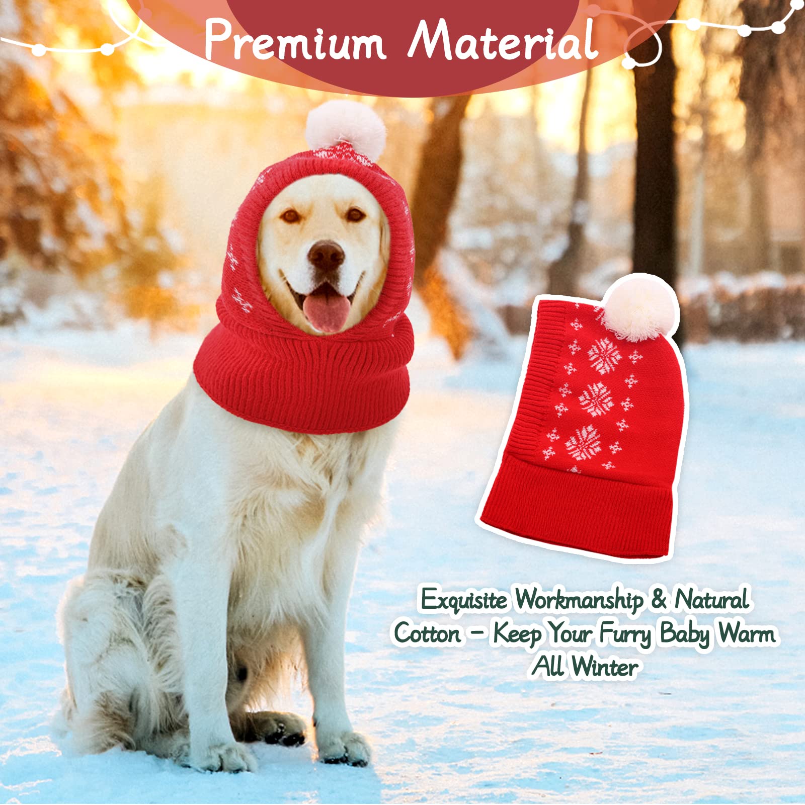 Kuoser Dog Winter Hat, Dog Knitted Hat Pet Christmas Winter Warm Caps Cute Accessories Neck Ear Warmer Hood Warm Scarf Party Dec
