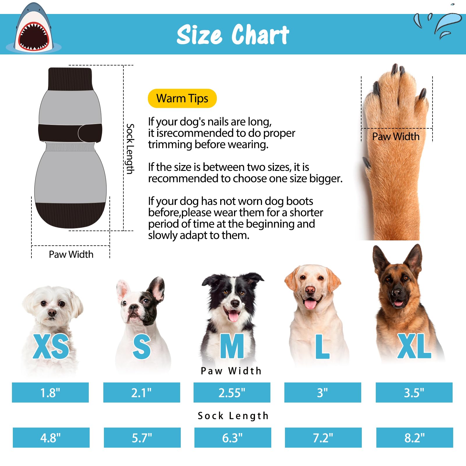 Scenereal Double Side Anti-Slip Dog Socks For Hardwood Floors To Stop Licking Paws, Non-Slip Dog Shoes For Hot/Cold Pavement, Sl