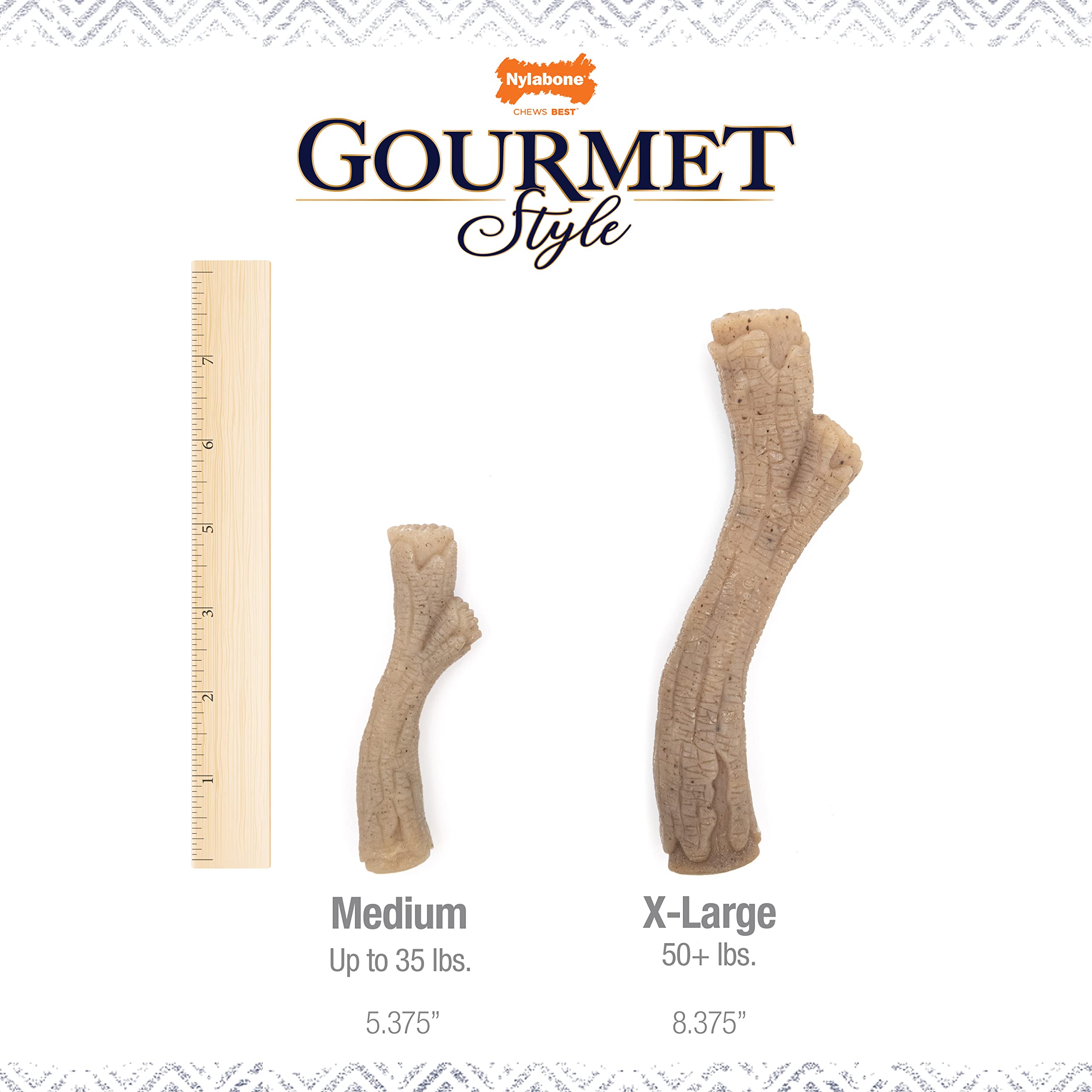 Nylabone Gourmet Style Stick Strong Chew Toy For Dogs, Peanut Butter Flavor, Medium - Up To 35 Lbs, 1 Count