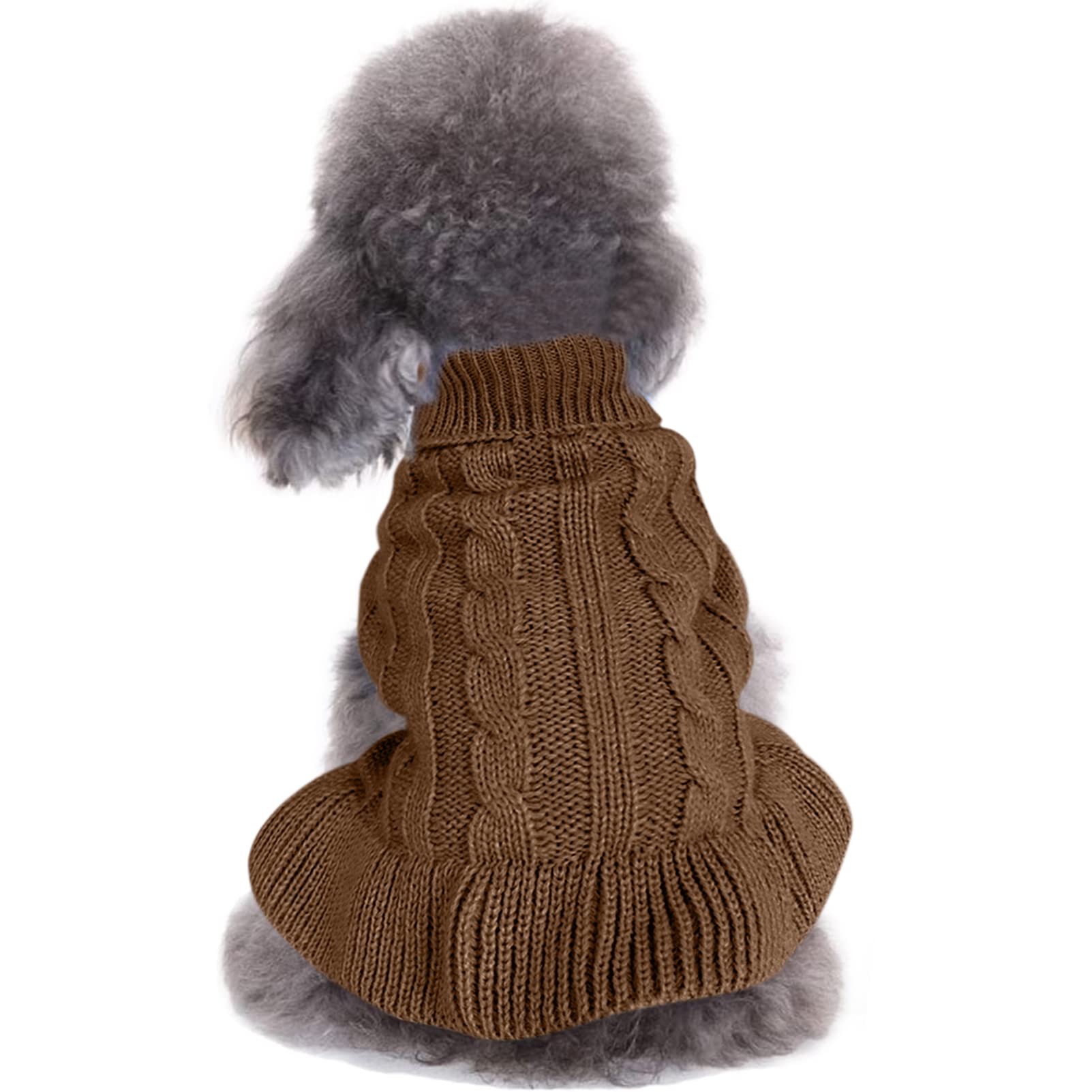 Chborchicen Small Dog Sweaters Knitted Pet Cat Warm Dog Sweatshirt Winter Clothes Kitten Puppy Sweater (Xs, Dress-Brown)
