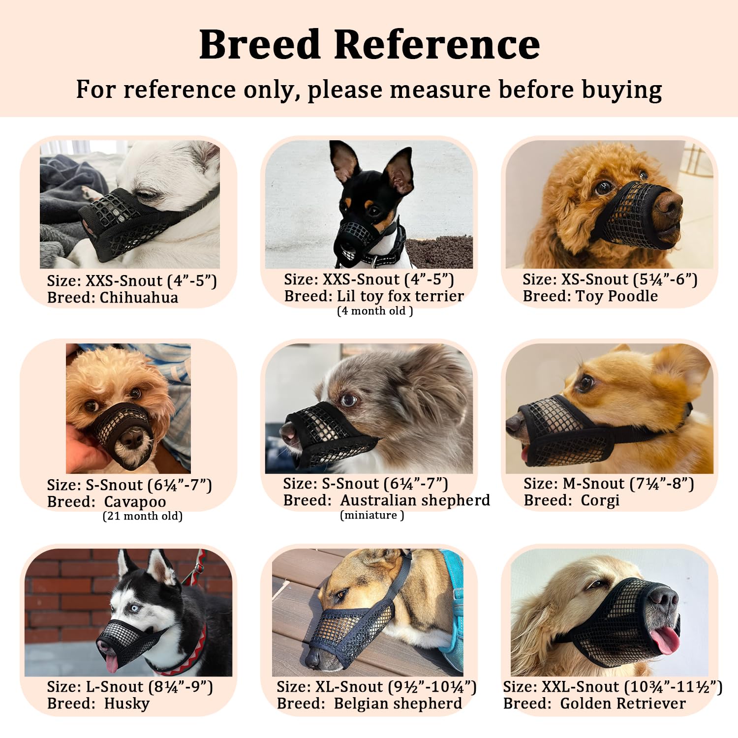 Mayerzon Dog Muzzle, Soft Mesh Muzzles For Small Medium Large Dogs Chihuahua Poodle Husky Labrador Retriever, Breathable Dog Mouth Guard For Biting Chewing Grooming, Allow Panting Drinking(Xxl,Black)