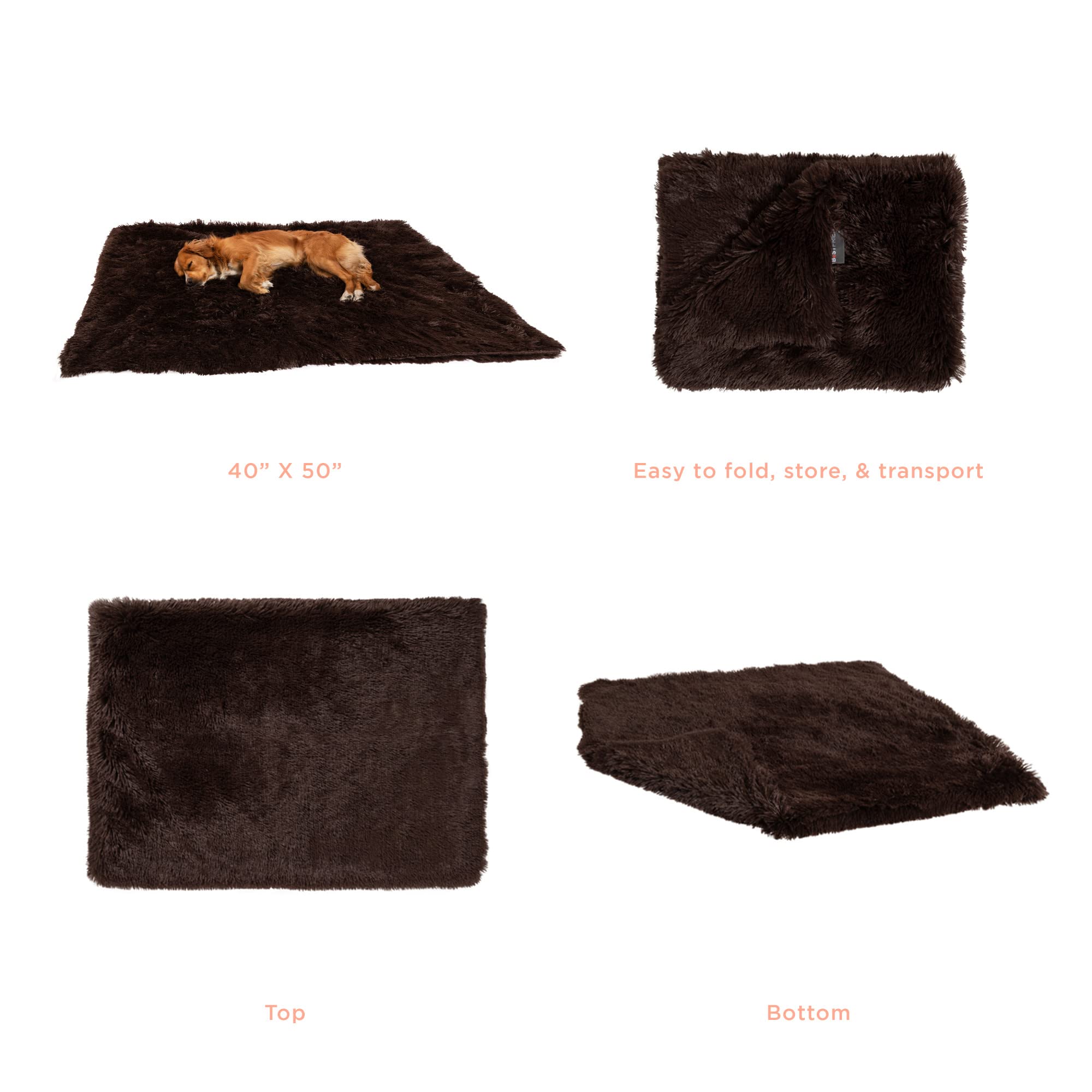 Best Friends By Sheri Calming Shag Fur Pet Throw Blanket, Dark Chocolate, 40'X50'