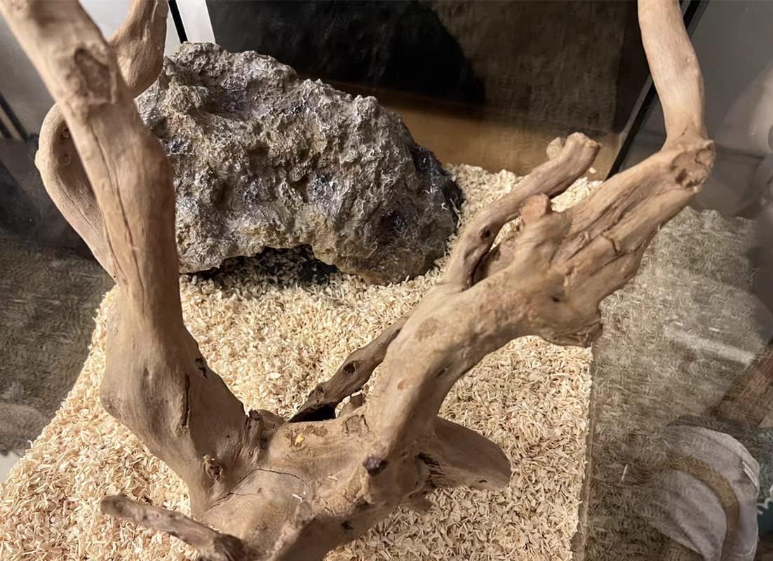 Runxf Reptile Simulation Rock Hideouts Cave Amphibian Hides Resin Habitat Decor Shelter For Gecko Leopard Lizards Toad Turtle (Medium) Grey