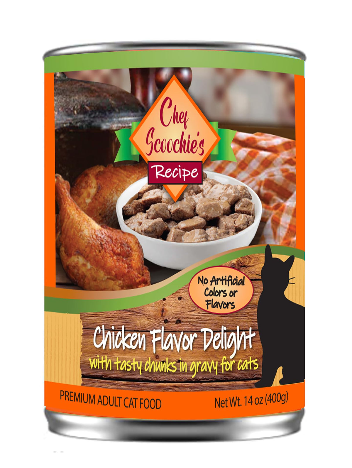 Scoochie Pet Chef Scoochies Chicken Chunky Cat Food 14 Ounce Pop Top Can, Pet Foods and Supplies