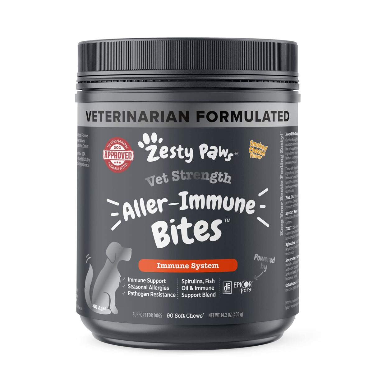 Zesty Paws Vet Strength Allergy & Immune Chews For Dogs - Spirulina + Fish Oil, Epicor Pets & Colostrum - Immunity & Seasonal Al