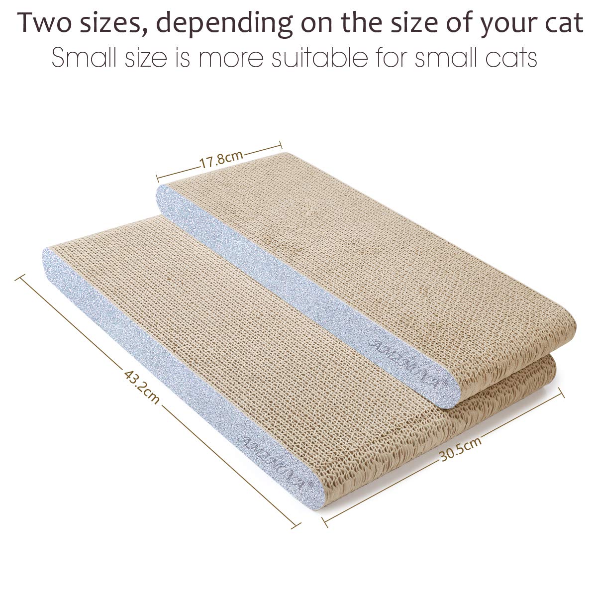 Amznova Cat Scratcher, Cardboard Cat Scratchers, Durable & Recyclable Scratch Pad, Colors Series, Narrow, Glitter Silver