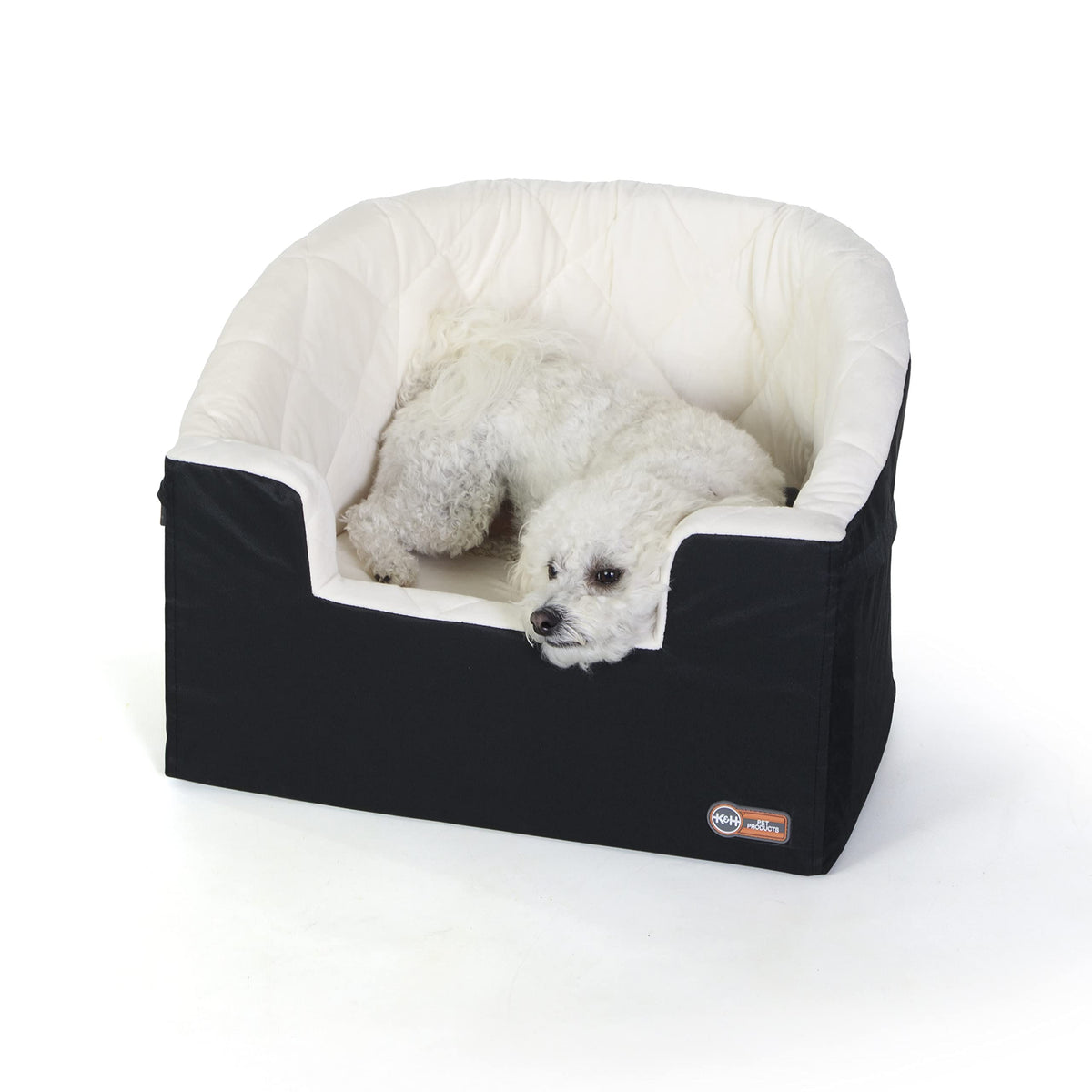 K&H Pet Products Bucket Booster Dog Car Seat, Belt Secured, 2 Safety Leashes, Washable Covers, Sturdy Booster for Small to Mediu