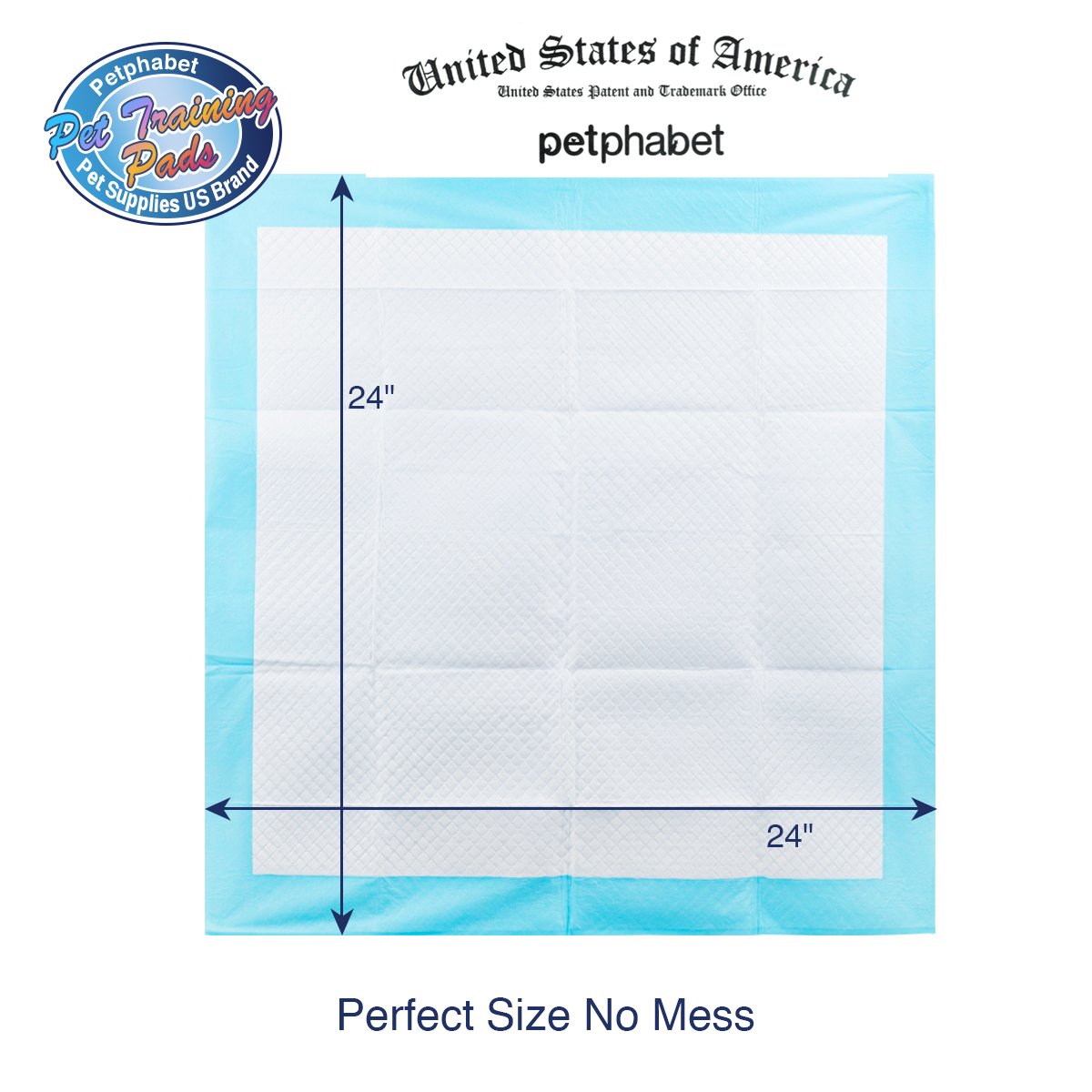 Petfamily Super-Absorbent 24 by 24 Inches Dog Training Pads - 100 Count of Pads