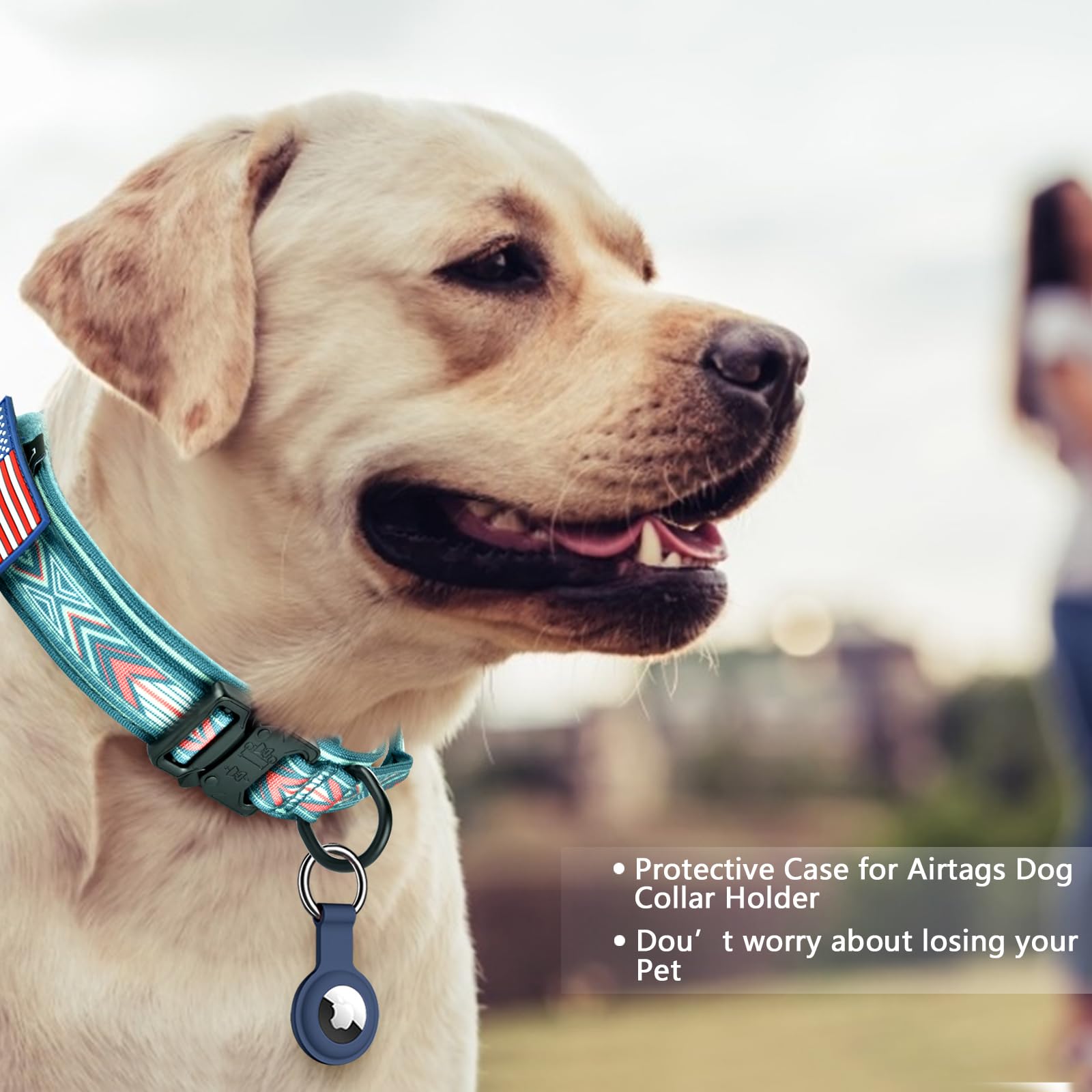 Daganxi Tactical Dog Collar, Adjustable Military Training Nylon Dog Collar With Control Handle And Heavy Metal Buckle For Medium And Large Dogs, With Patches And Airtags Case (M, Green Arrow-Set)