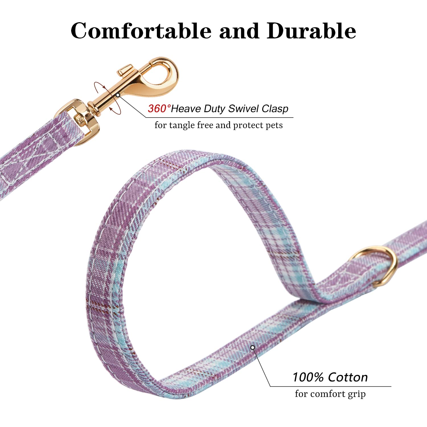 CHEDE No Pull Plain Pattern Dog Harness - Lightweight & Soft, Adjustable for Small & Medium-Sized Dogs, Includes Leash