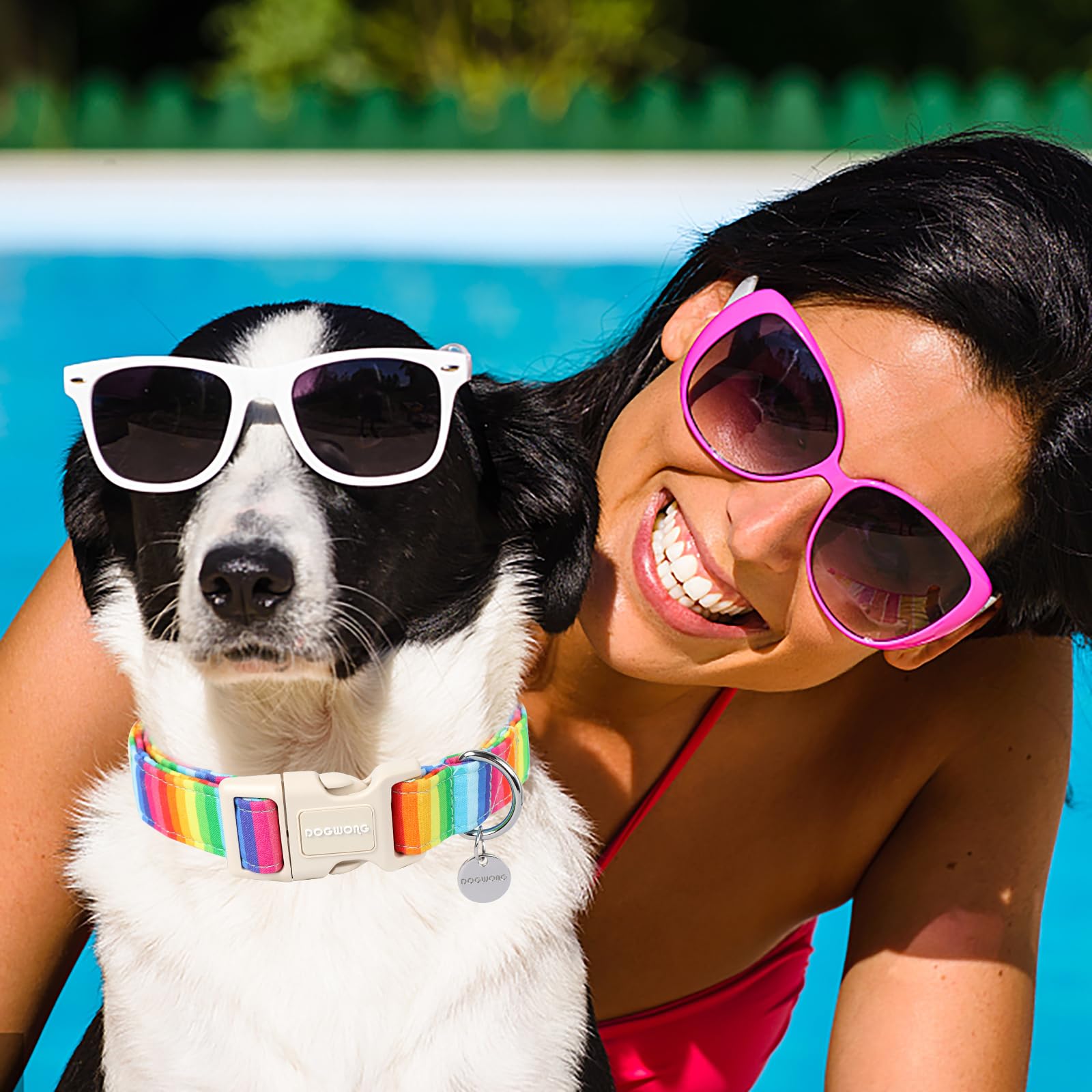 Dogwong Cotton Rainbow Dog Collar - Durable Soft Natural Fabric, Cute Lgbtq Puppy Necklace For Small Medium Large Dogs