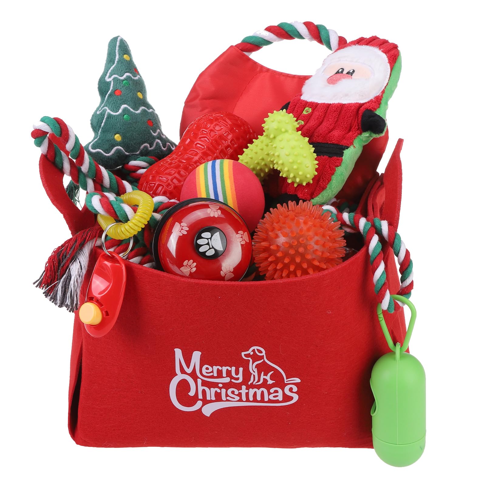 Scenereal Christmas Dog Toys Bulk 20 Pack, Puppy Squeaky Chew Toys For Busy Boredom, Chewing, Teething, Pet Plush Dolls Rope Bal