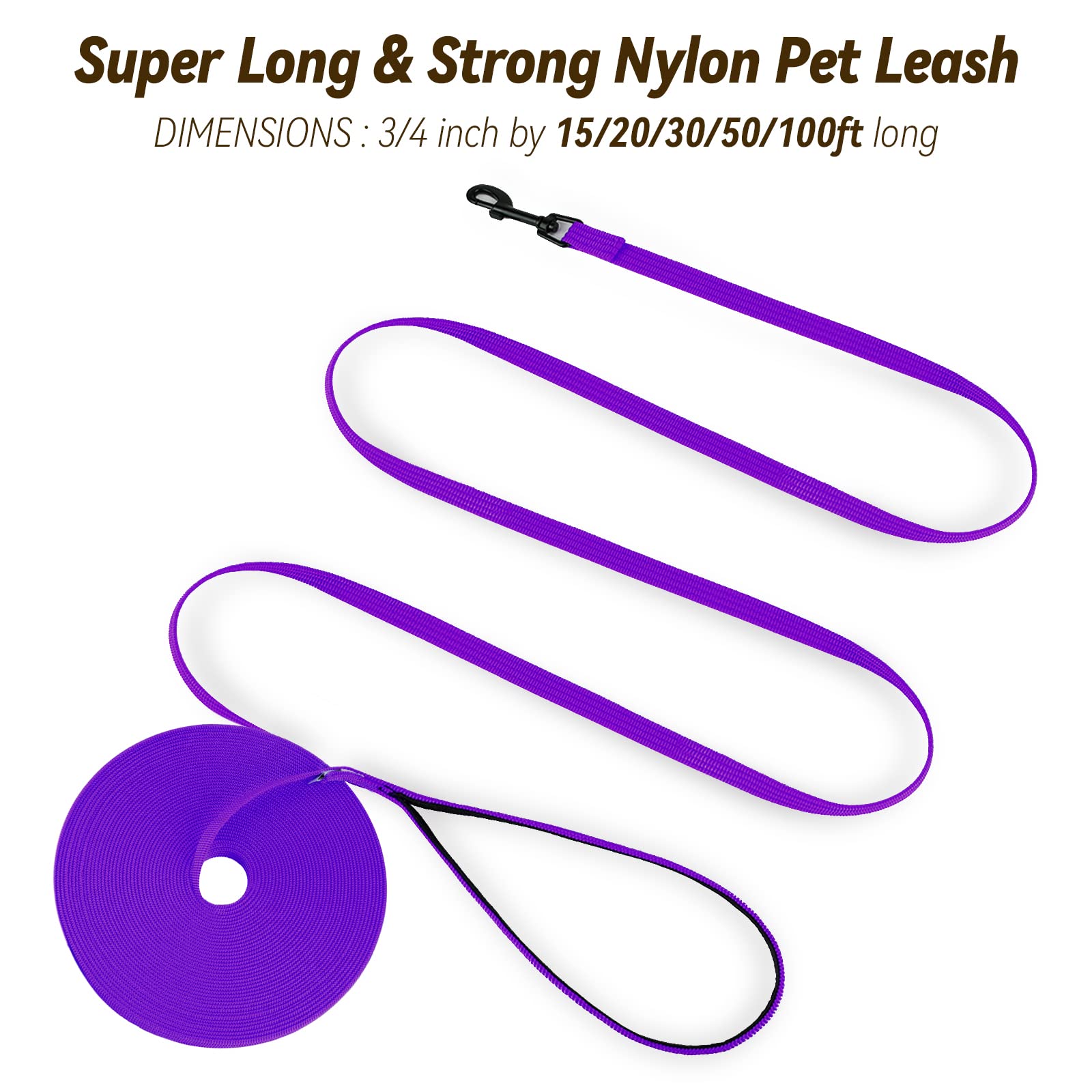 Lynxking Dog Training Leash Long Obedience Recall Agility Leash 15Ft 30Ft 50Ft Tracking Lead Perfect For Training Play Camping And Backyard
