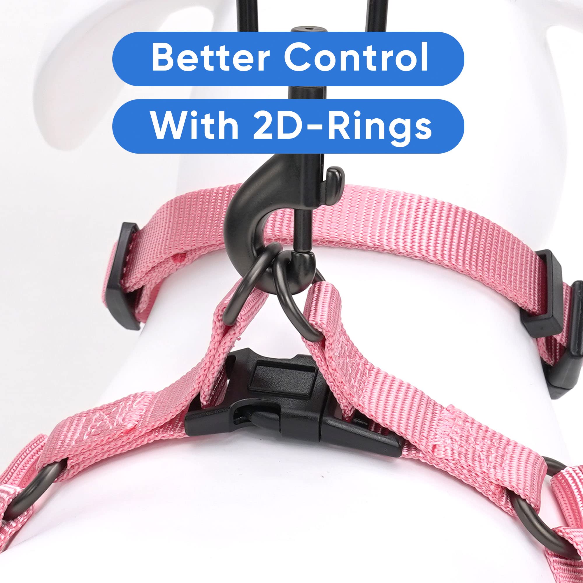Pawtitas Solid Color Step-In Dog Harness - Pink Cherry Blossom, Large, For Puppy & Dog Training & Walking