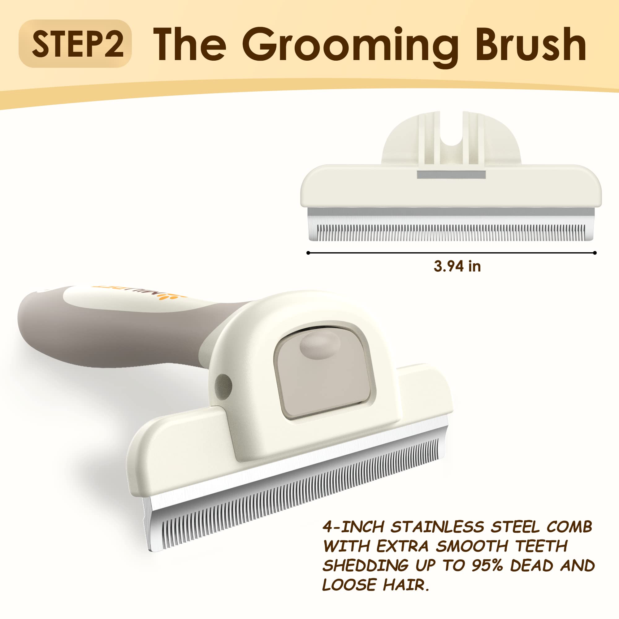 Miu Pet Professional Long-Haired Dog And Cat Grooming Kit - Deshedding And Slicker Brush Set 3 In 1 Gift Box For Long Hair Pets