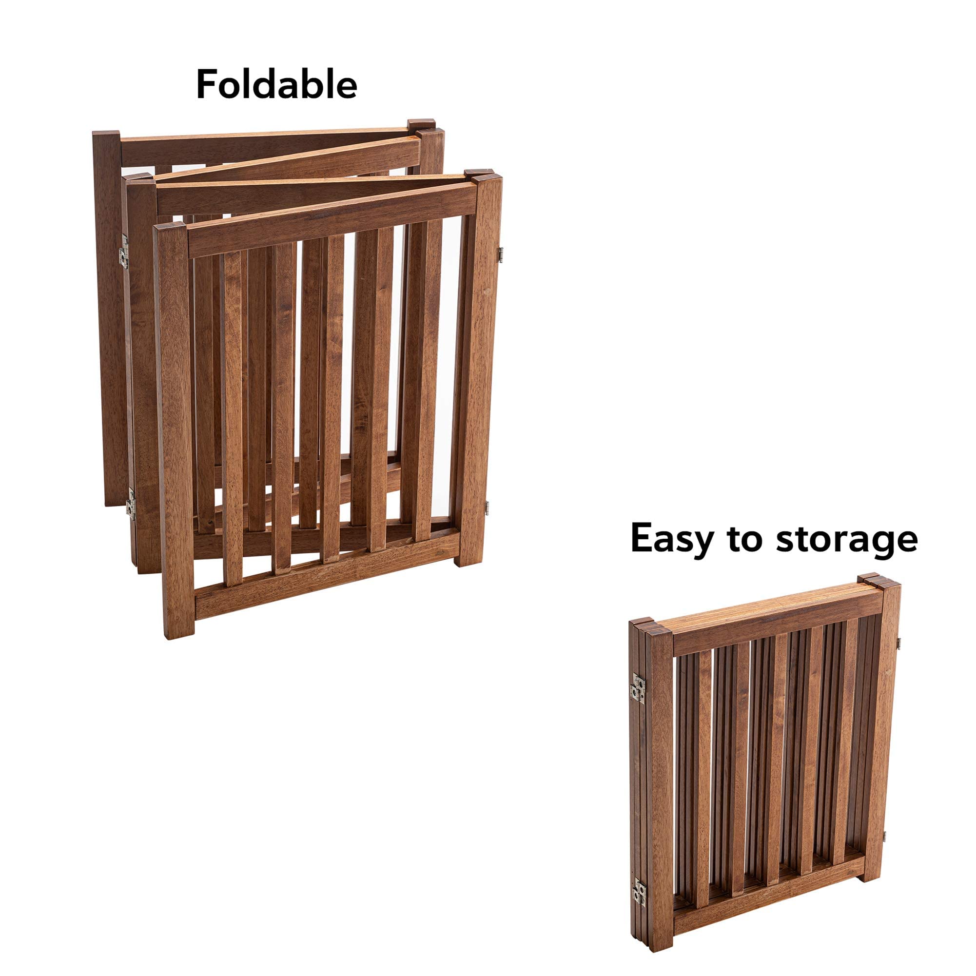 Lzrs Solid Hardwood Freestanding Pet Gate,Wooden Dog Gates For Doorways,Nature Wood Dog Gates For The House,Dog Gate For Stairs,Freestanding Indoor Gate Safety Fence,Oak,24' Height-4 Panels