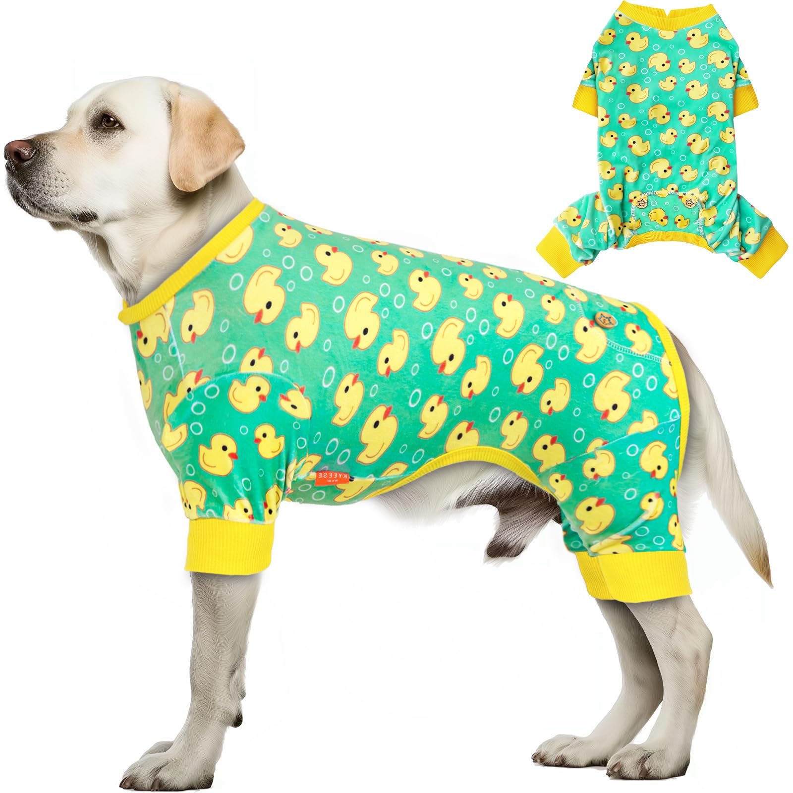 Kyeese Dog Pajama For Medium Dogs Yellow Duck Soft Material Stretchable Dog Pajamas Onesie Dog Apparel