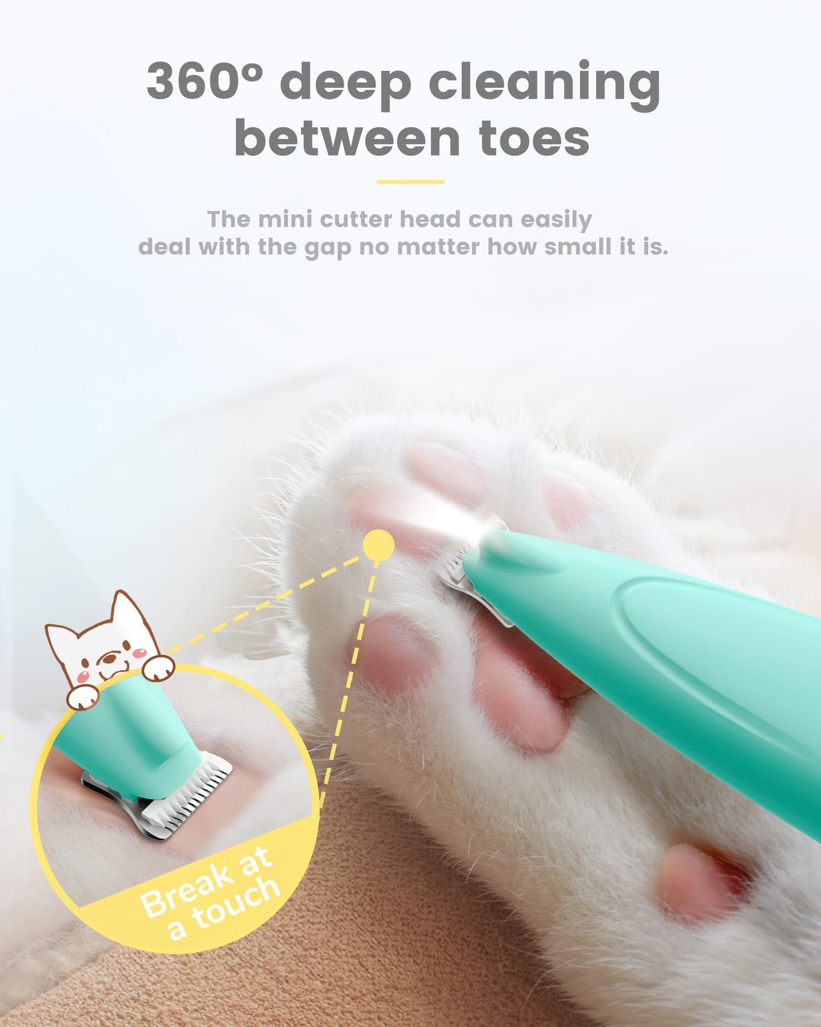 Papmini Dog Paw Trimmer With Led Display, 35Db Ultra-Low Noise Paw Trimmer For Dogs, Cordless Dog Clippers For Grooming With Led
