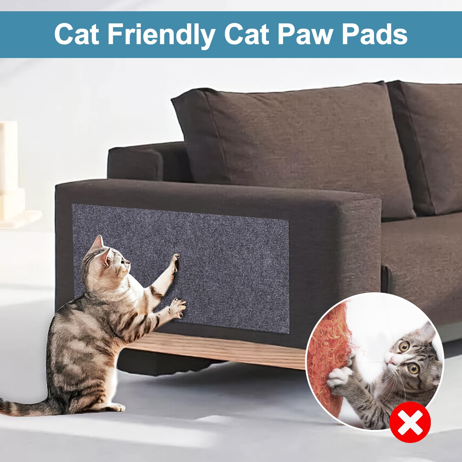 Palksky Climbing Cat Scratcher Mat, 3Pcs 23.6'X11.8' Trimmable Self-Adhesive Cat Scratching Board, Diy Cat Scratching Pads For