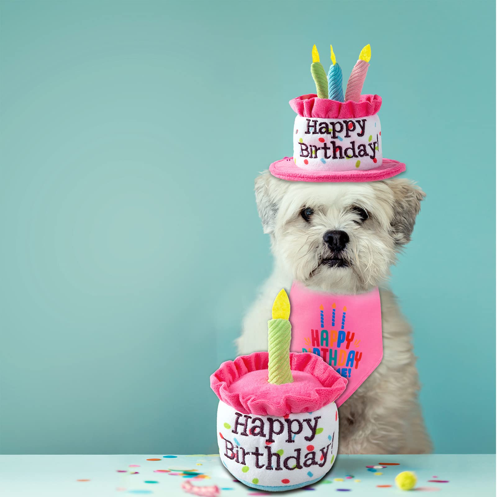 Ushang Pet Dog Birthday Cake Toys, Happy Birthday Cake Shaped Squeaky Dog Toys For Small & Medium Dogs | Funny Dogs Gifts | Plus