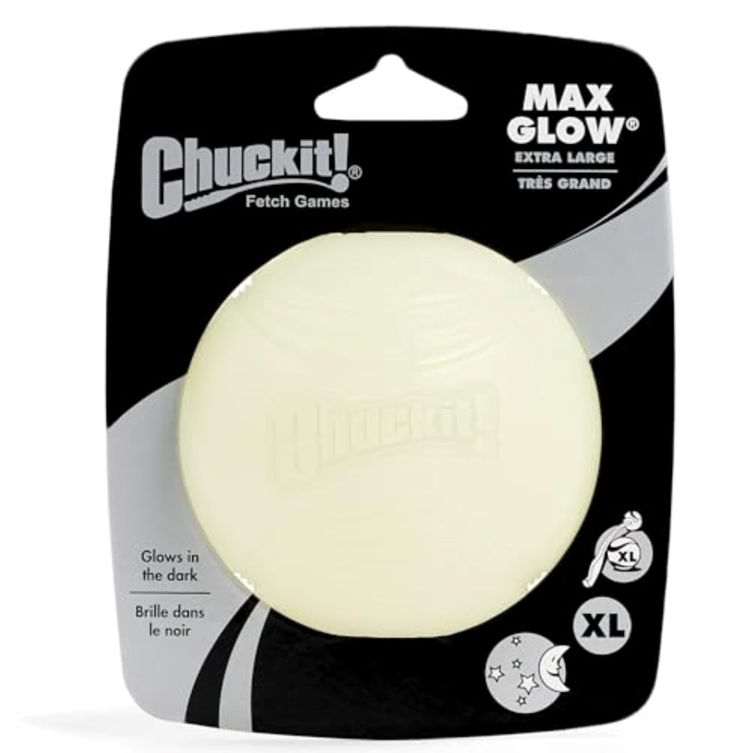 Chuckit! Glow in the Dark Bouncy Balls - Ball for Dogs, Chuckit Dog Toy, Max Glow Balls - Extra-Large, 3.5 Inch, Pack of 1