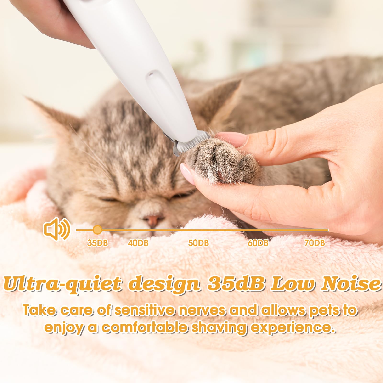 Palksky Dog Paw Trimmer - 18mm Electric Clippers, Waterproof, Rechargeable, White, for Grooming Paws, Ears, and Face
