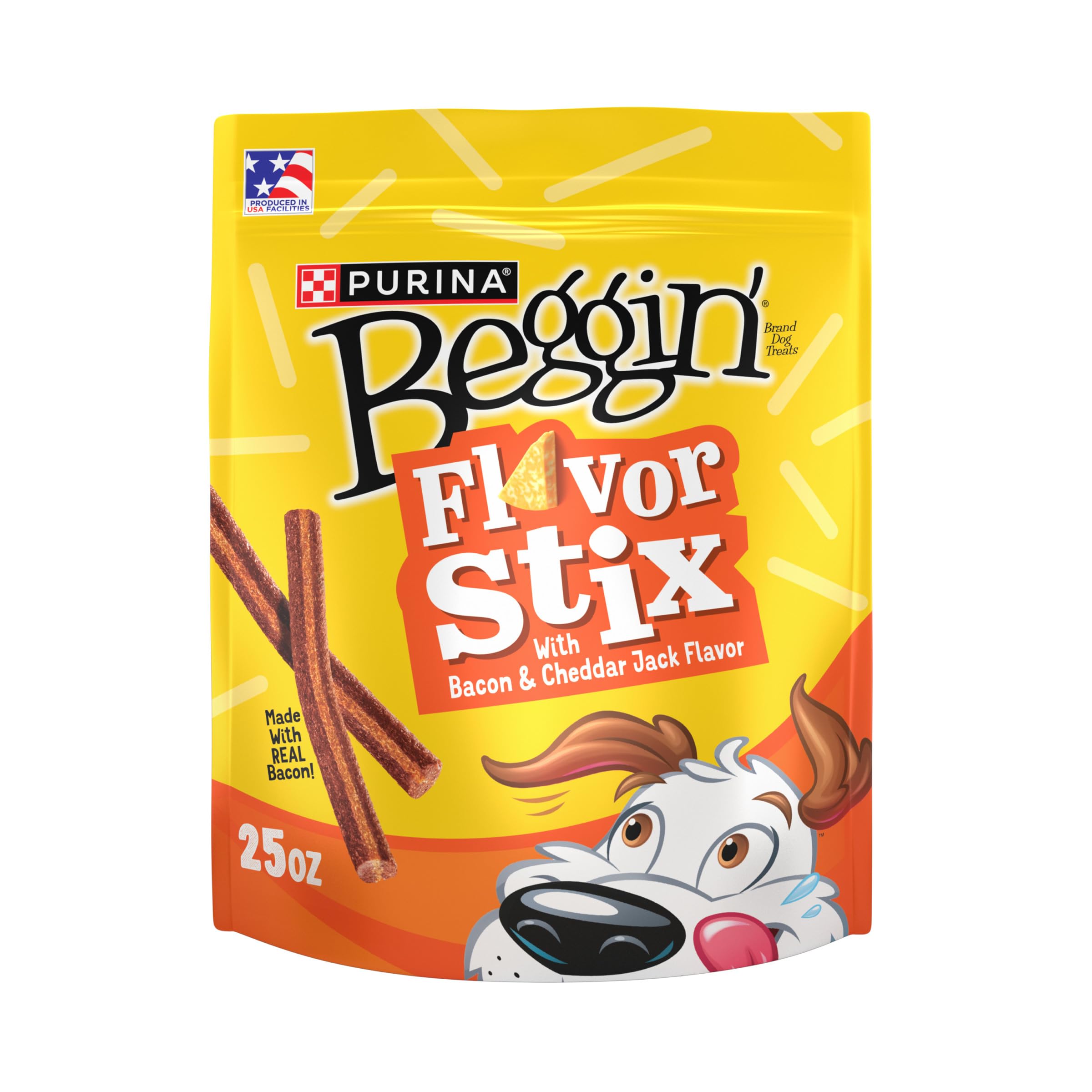 Beggin Flavor Stix Treats for Dogs with Bacon and Cheddar Jack Flavor - 25 oz. Pouch