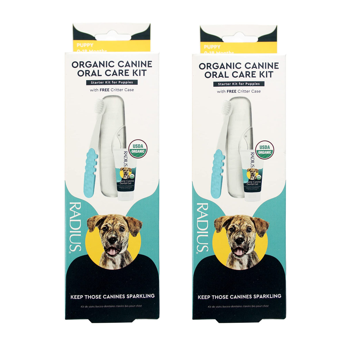 Radius Usda Organic Dental Solutions Puppy Kit 2 Units, Kit Includes 1 Dog Toothbrush & 1 0.8Oz Toothpaste, Ultra Soft Bristle & Non Toxic Toothpaste For Dogs, Designed To Clean Teeth, Xylitol Free