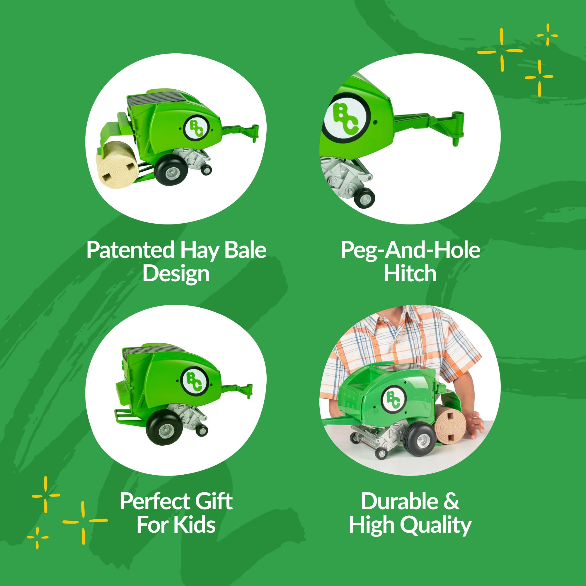 Big Country Toys Round Baler - Toy Hay Baler - 1:20 Scale - Farm Toys - Proprietary Blend Of Plastic - Durable & Lifelike - Playable & Collectible